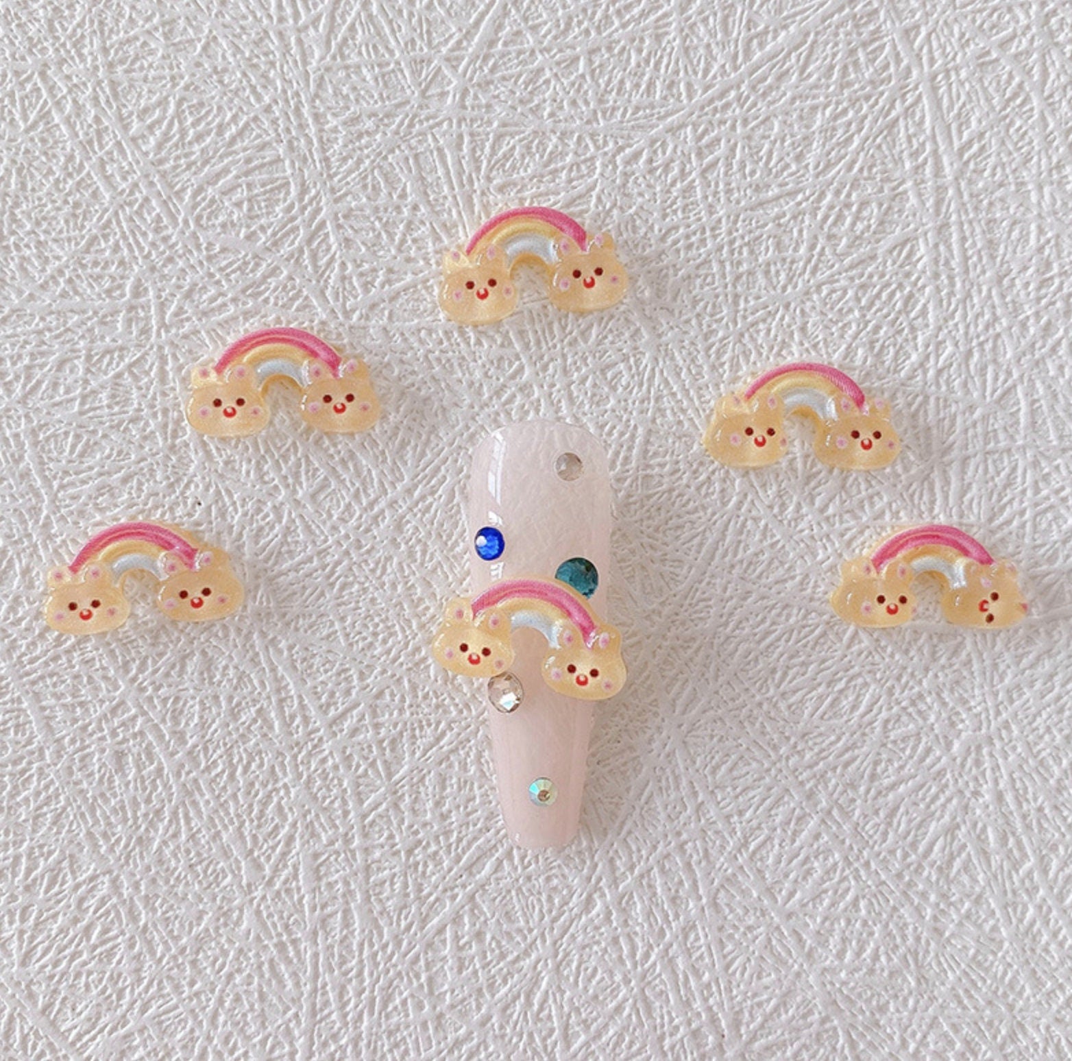 15MM x 8MM Cute Bunny Rainbow, Animal Themed 3D Nail Art Charms, Decoden, DIY Supplies, Mini Cabochon