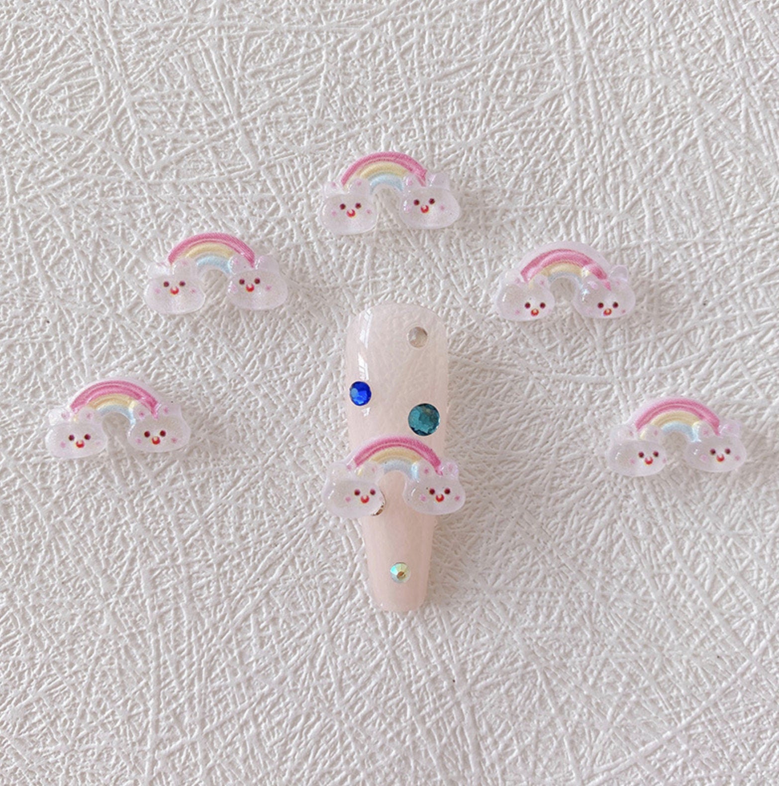 15MM x 8MM Cute Bunny Rainbow, Animal Themed 3D Nail Art Charms, Decoden, DIY Supplies, Mini Cabochon