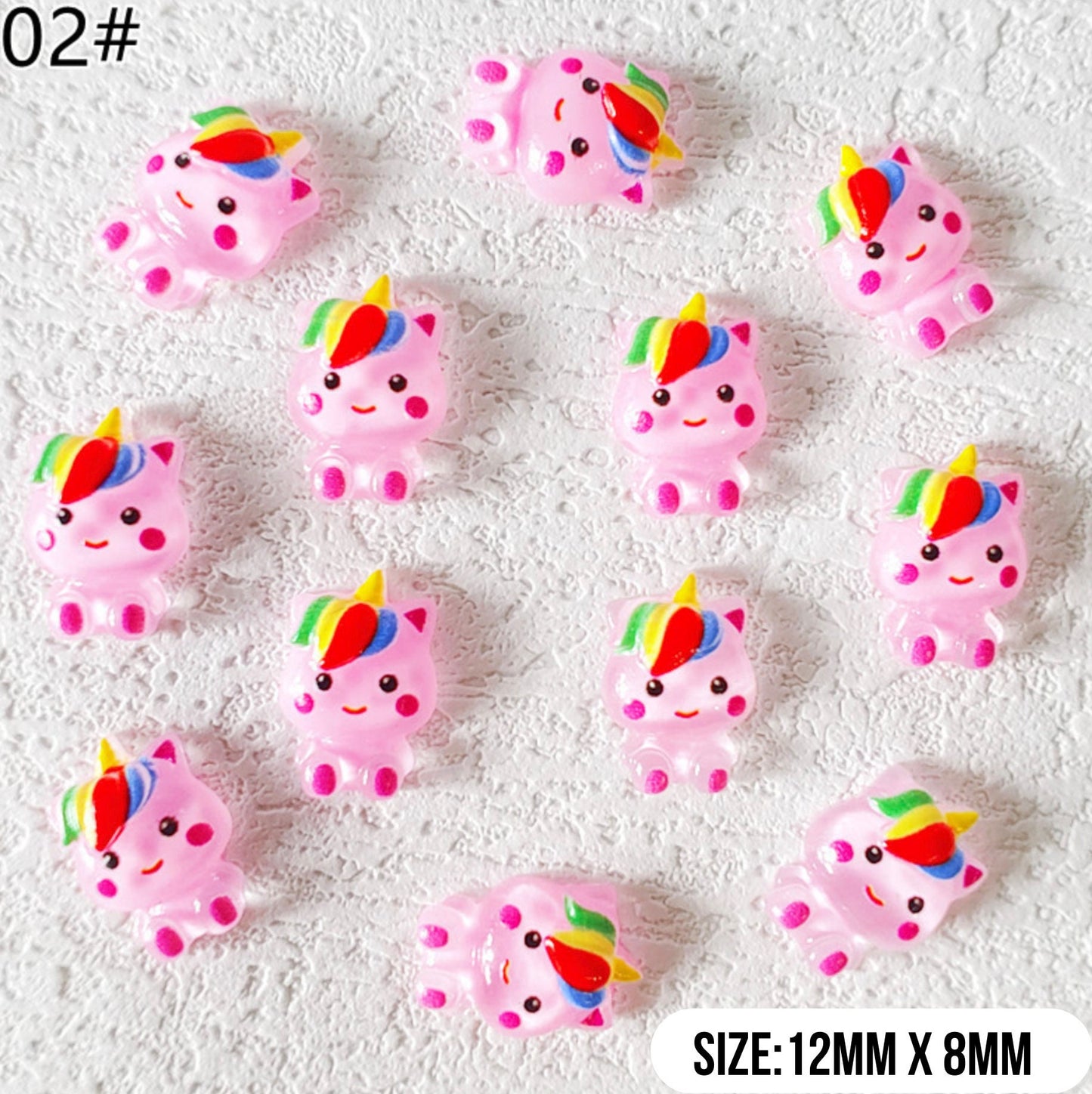 Kawaii Pink Unicorn, Animal Themed 3D Nail Art Charms, Decoden, DIY Supplies, Mini Cabochon