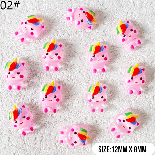 Kawaii Pink Unicorn, Animal Themed 3D Nail Art Charms, Decoden, DIY Supplies, Mini Cabochon