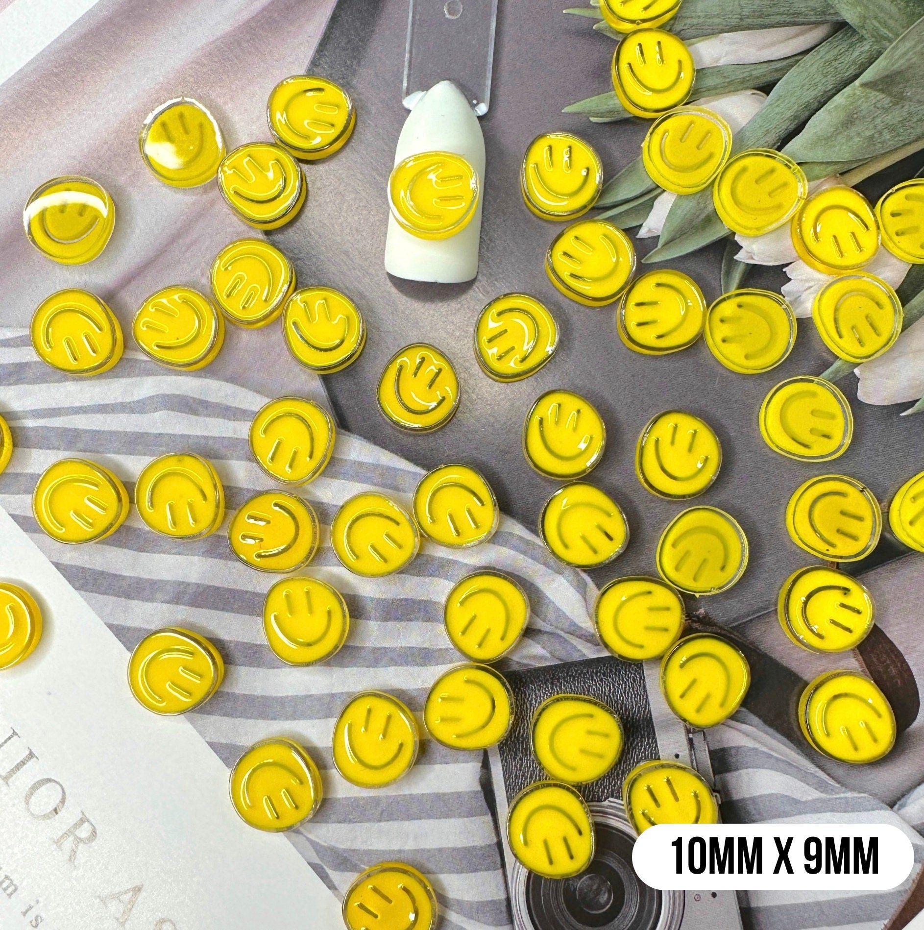 Cute Lopsided Smiley Face (Pink, Light Blue, Yellow), Smiley Themed 3D Nail Art Charms, Decoden, DIY Supplies, Mini Cabochon