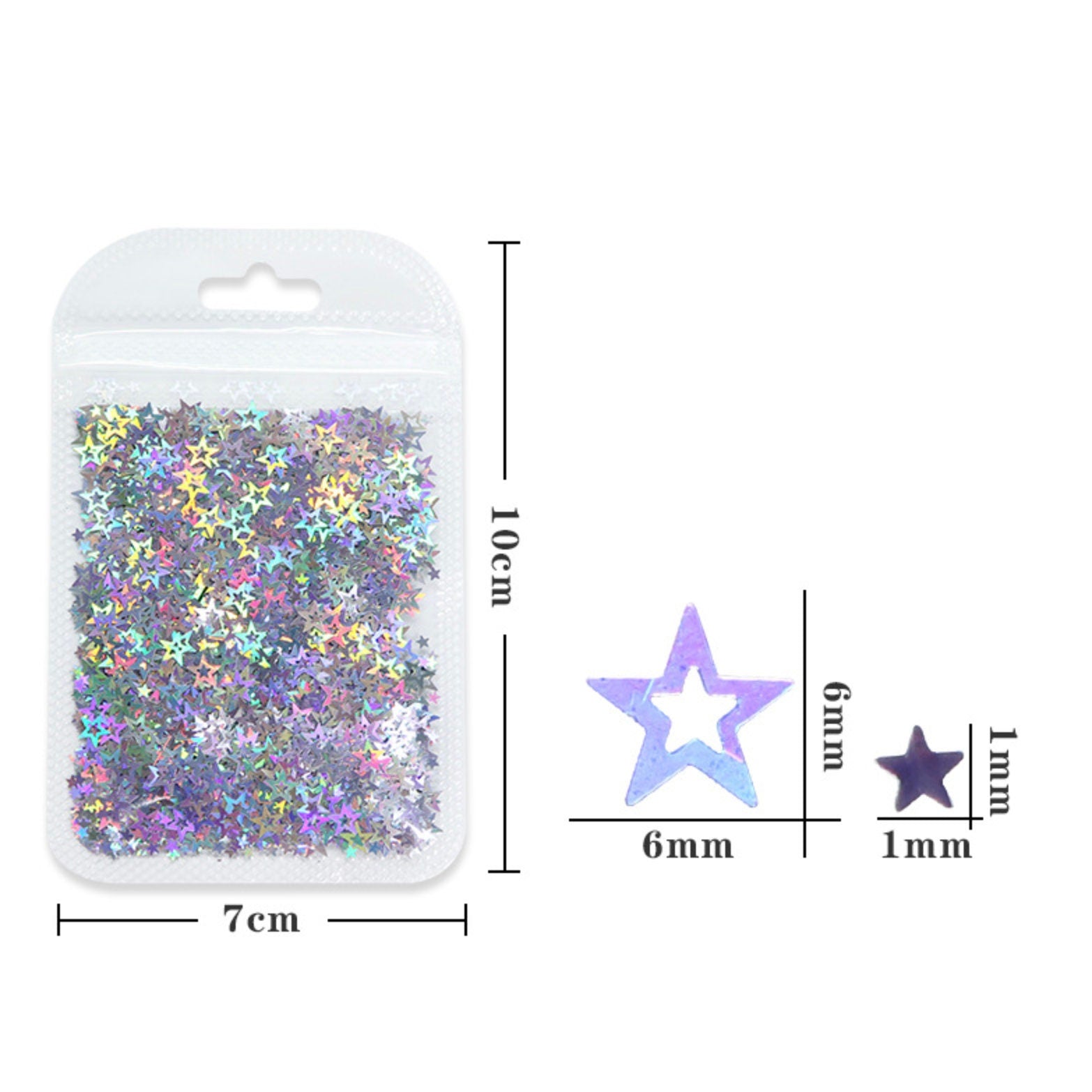 1MM/6MM Mixed Sizes Star Glitter Confetti (2G Bag)