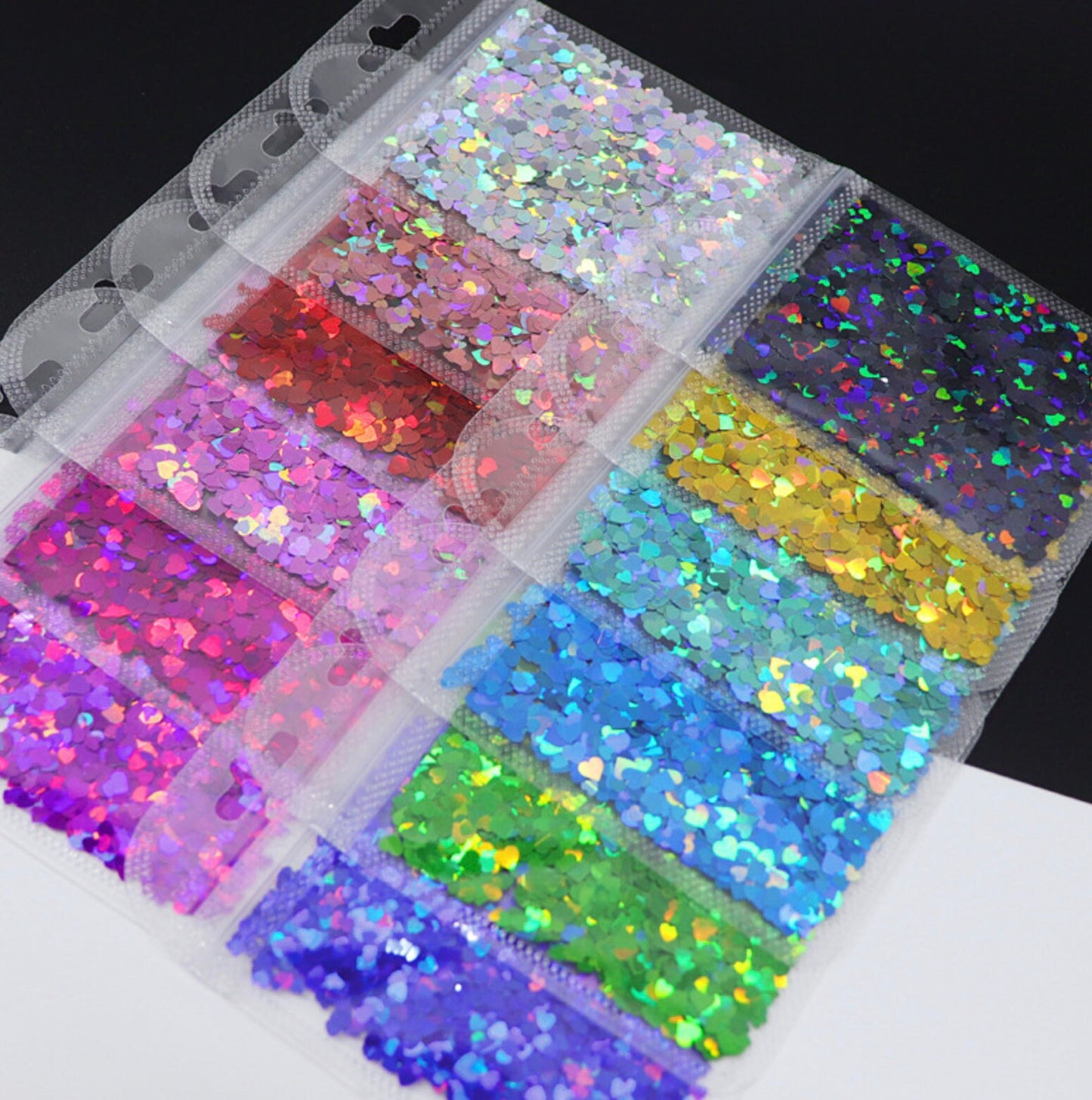 3MM/4MM Holographic Sparkle Heart Glitter Mix (2G Bag)