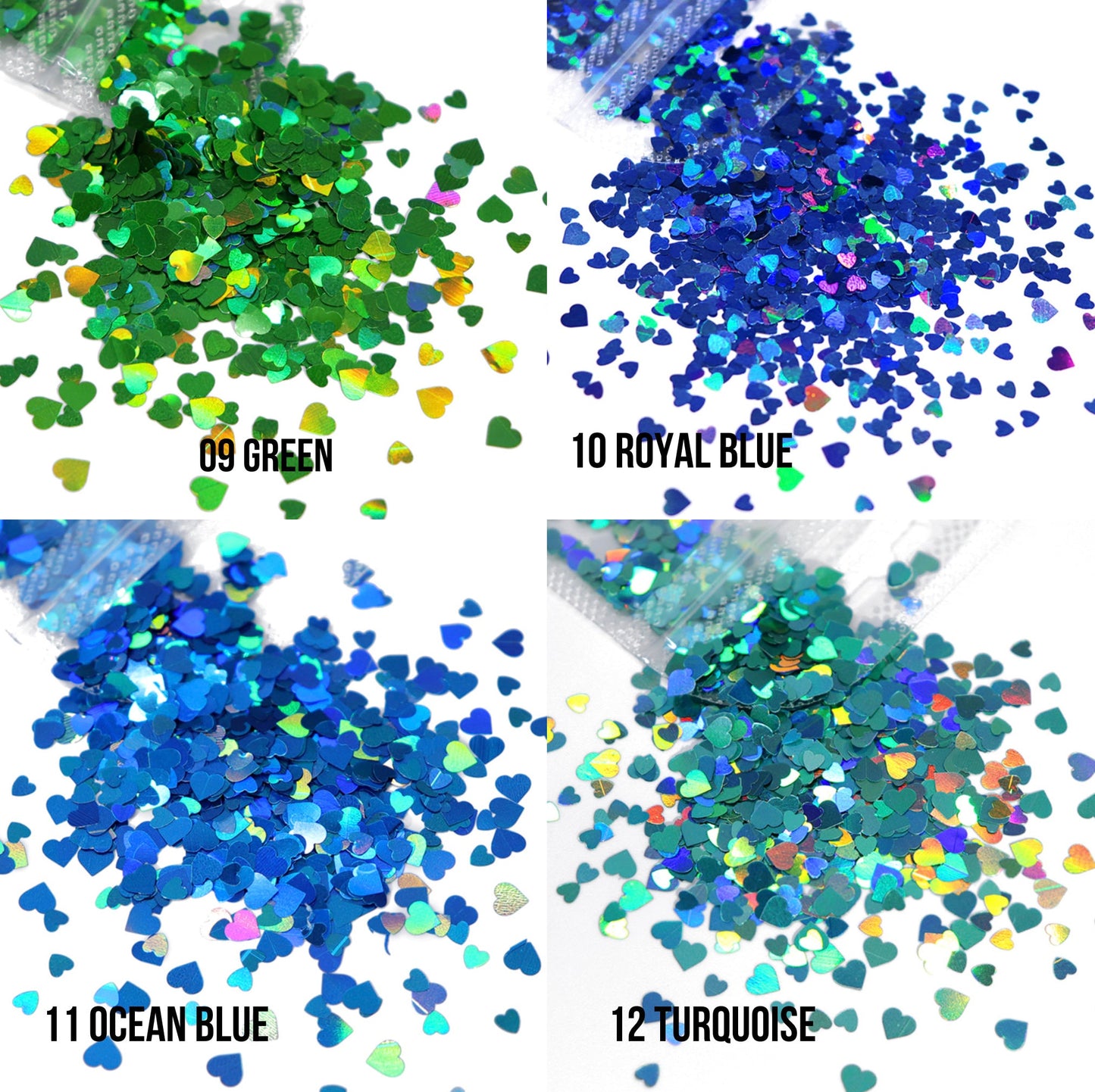 3MM/4MM Holographic Sparkle Heart Glitter Mix (2G Bag)