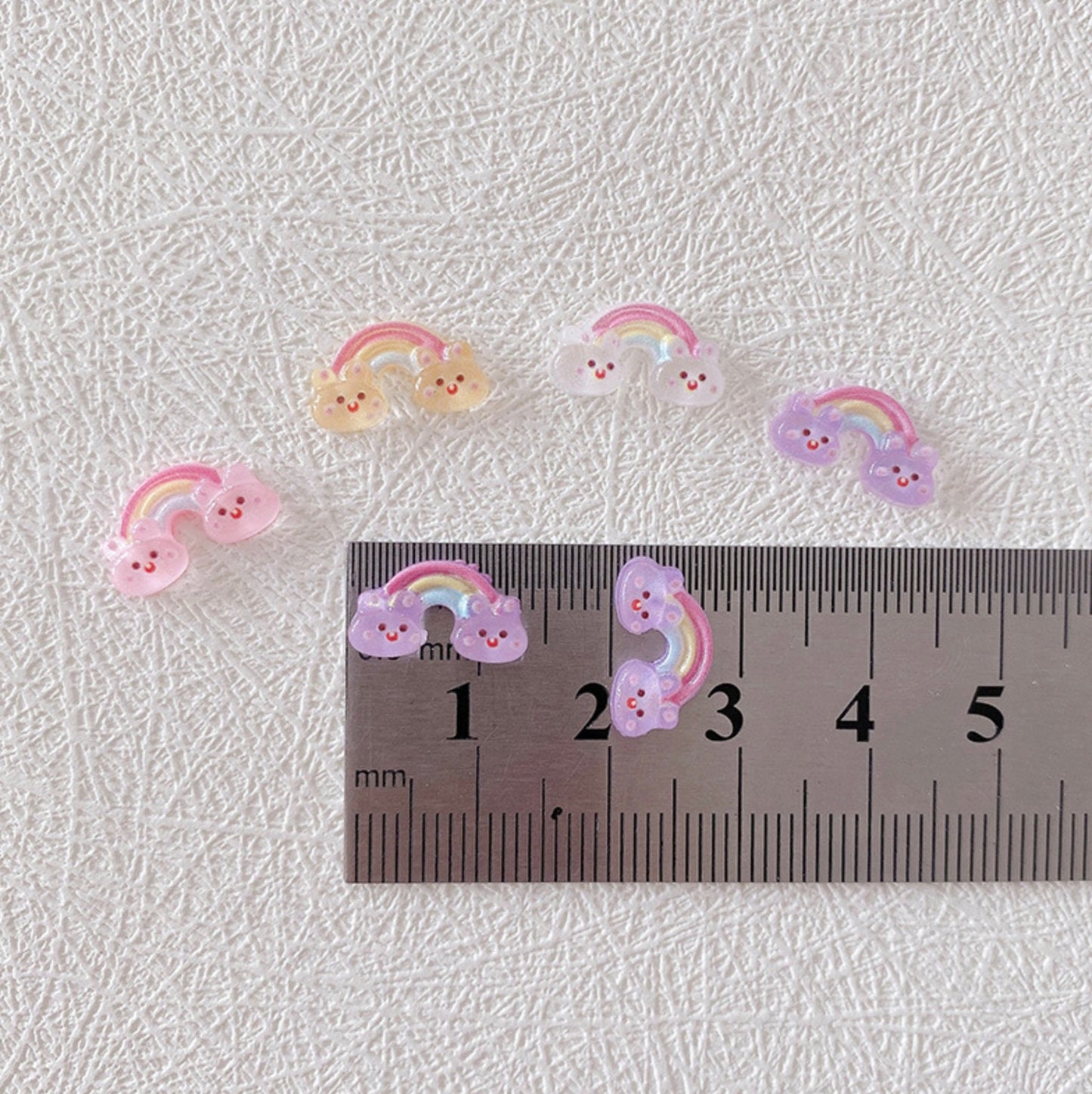 15MM x 8MM Cute Bunny Rainbow, Animal Themed 3D Nail Art Charms, Decoden, DIY Supplies, Mini Cabochon