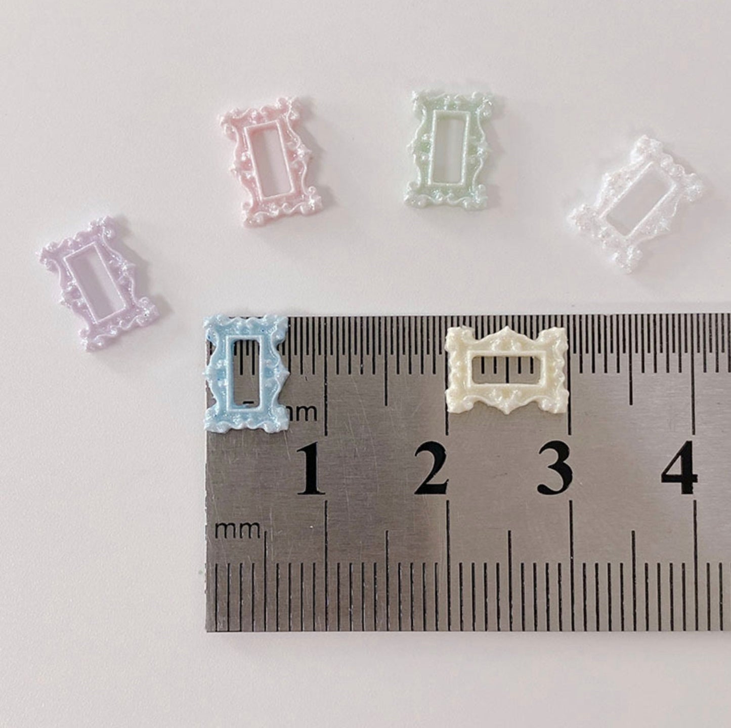 10MM x 7MM Pearlescent Picture Frame, Art Museum Themed Nail Art Charms, Decoden, DIY Supplies, Mini Cabochon