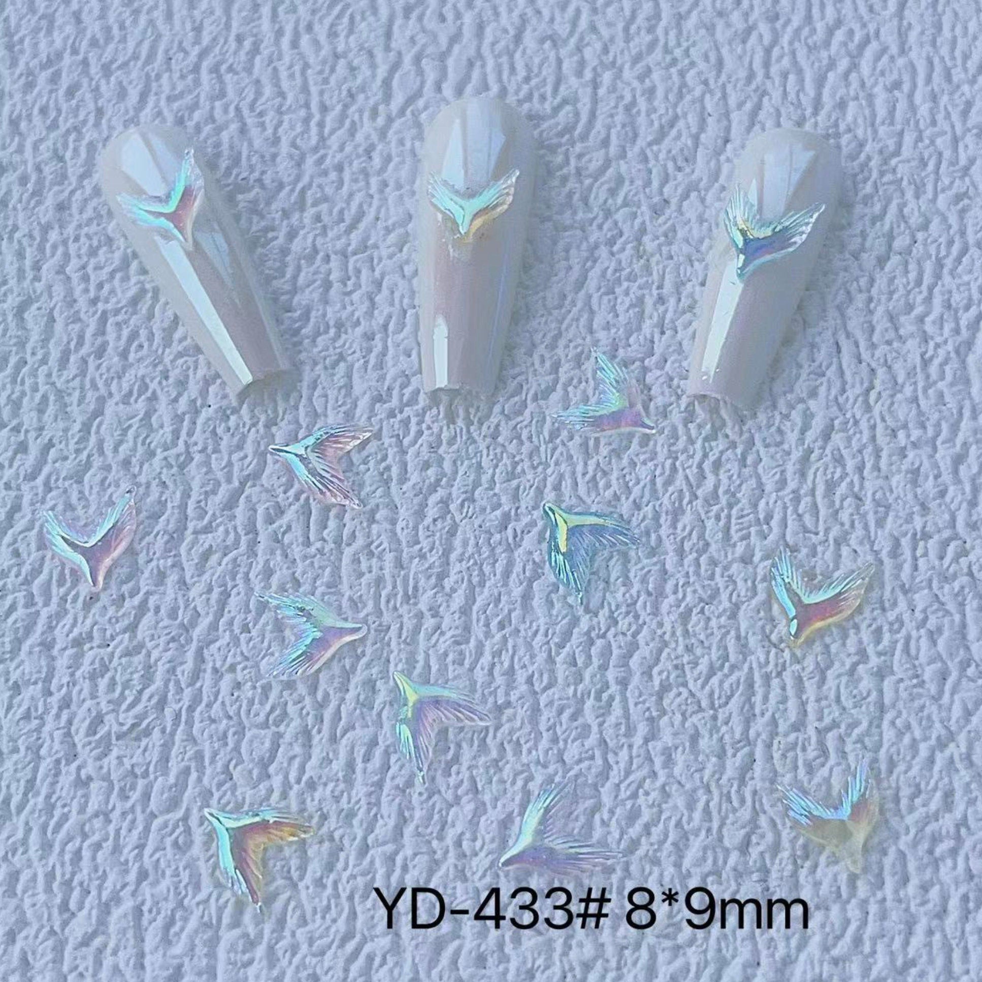 8MM x 9MM Iridescent Mermaid Tail, Ocean Themed 3D Nail Art Charms, Decoden, DIY Supplies, Mini Cabochon