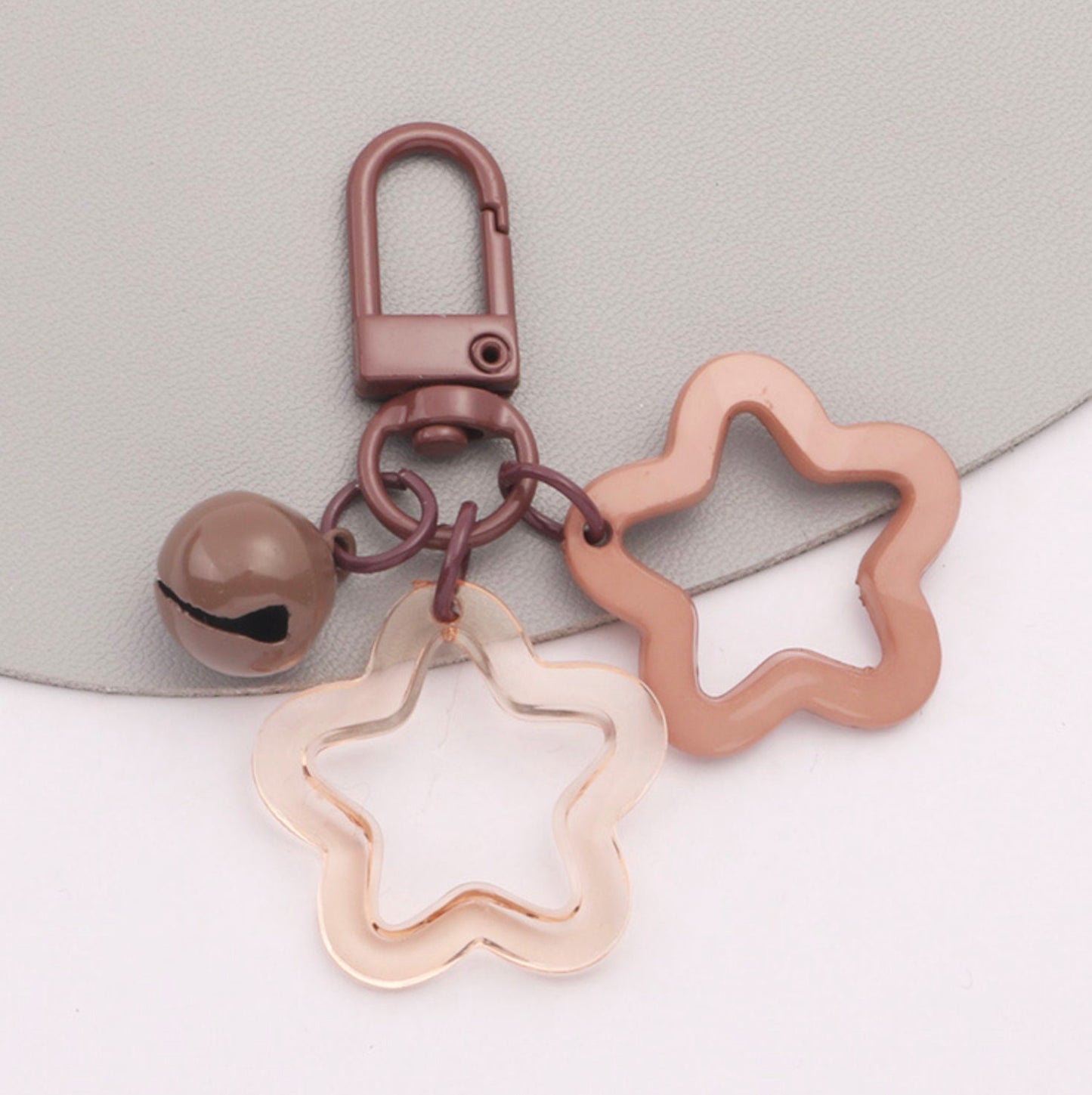 Cute Acrylic Double Star with Bell Keychain, Key ring (Color Option #2)