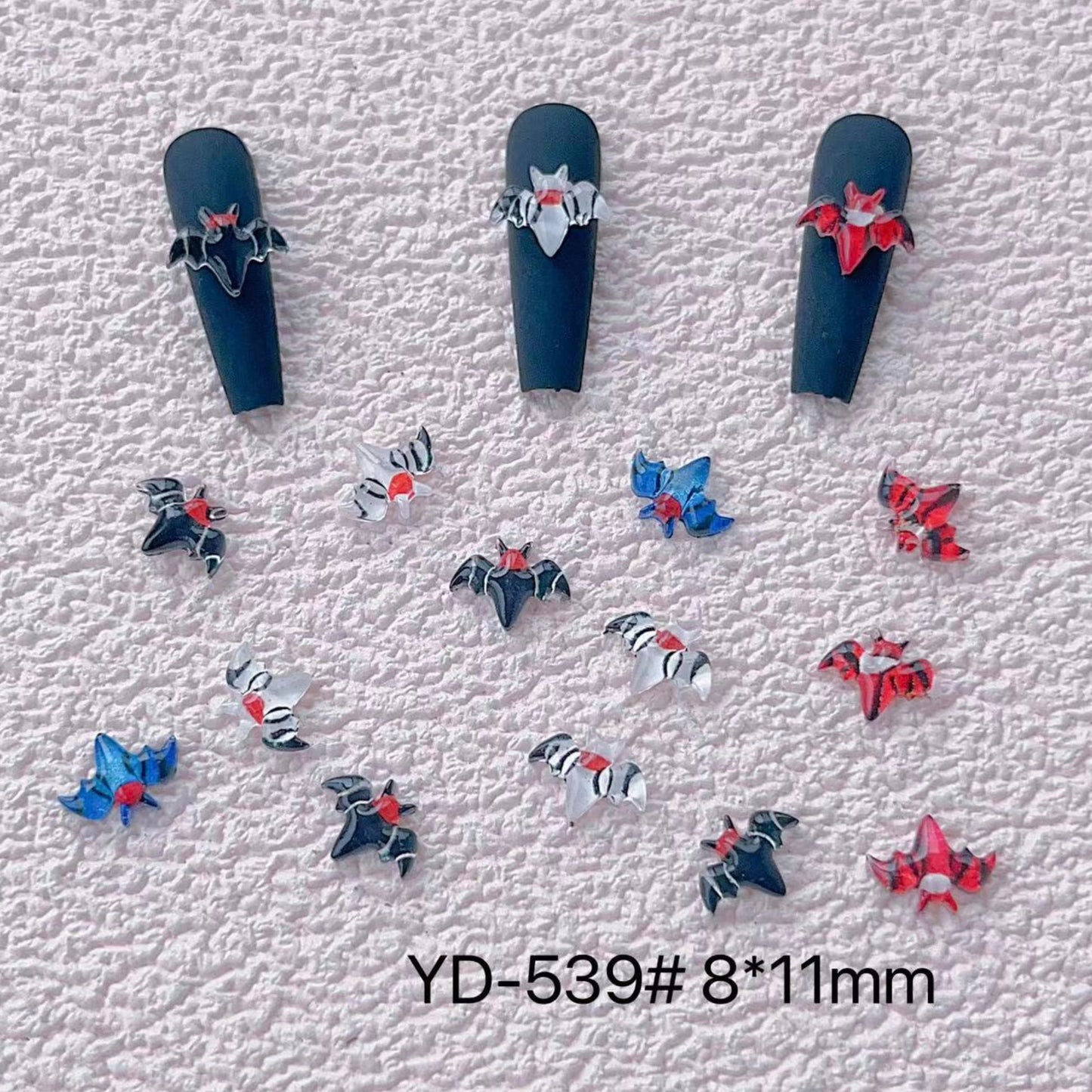 11MM x 8MM Black, Blue or Red Flying Bat, Animal Themed 3D Nail Art Charms, Decoden, DIY Supplies, Mini Cabochon