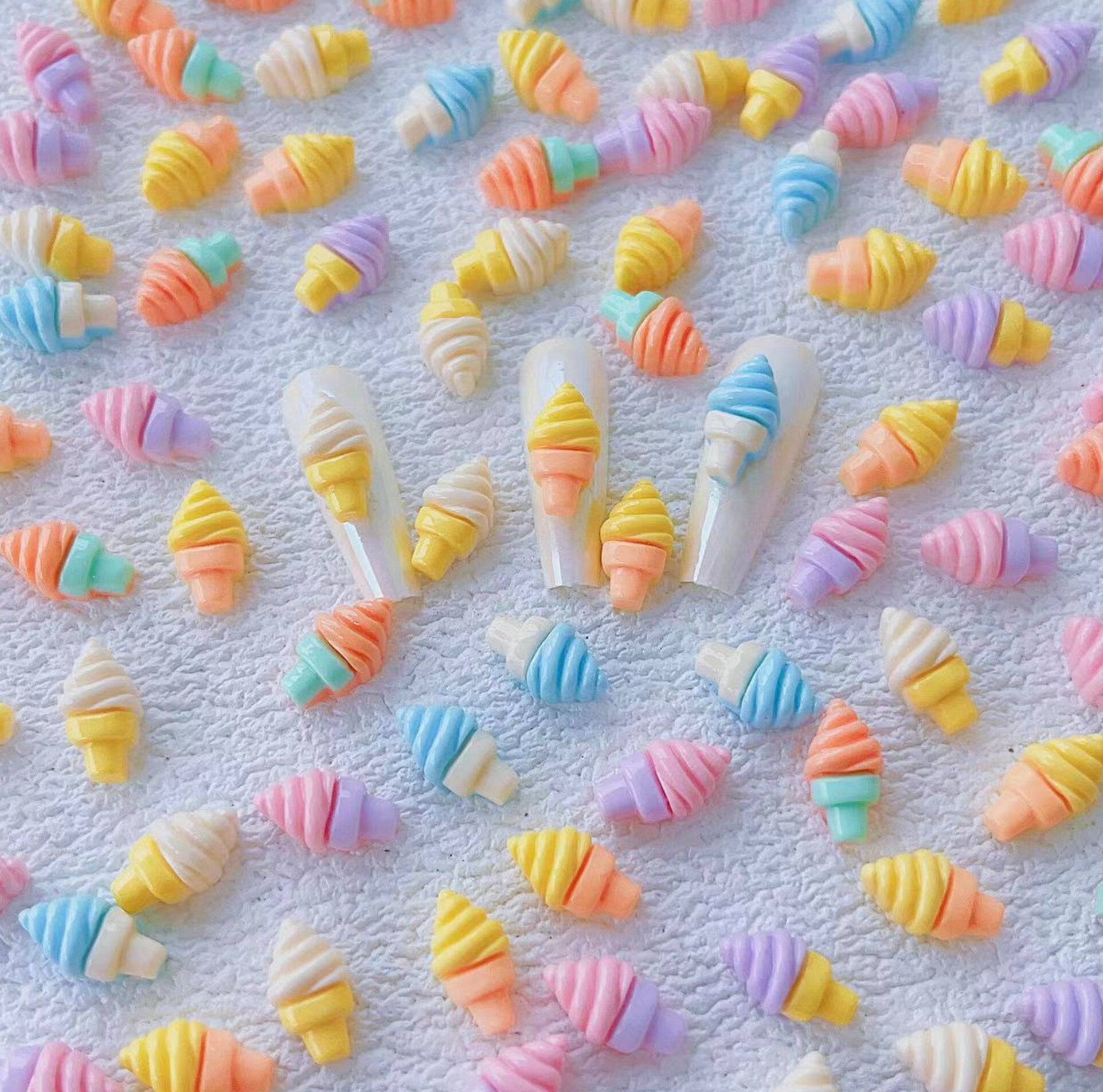 8MM x 13MM Cute Ice Cream Cone, Dessert Themed 3D Nail Art Charms, Decoden, DIY Supplies, Mini Cabochon