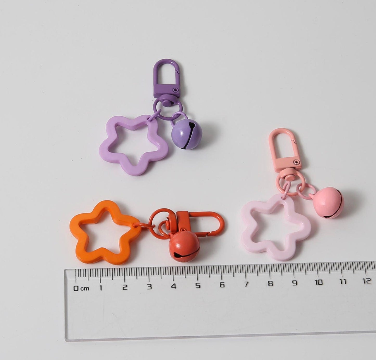 Cute Acrylic Opaque or Translucent Star with Bell Keychain, Key ring