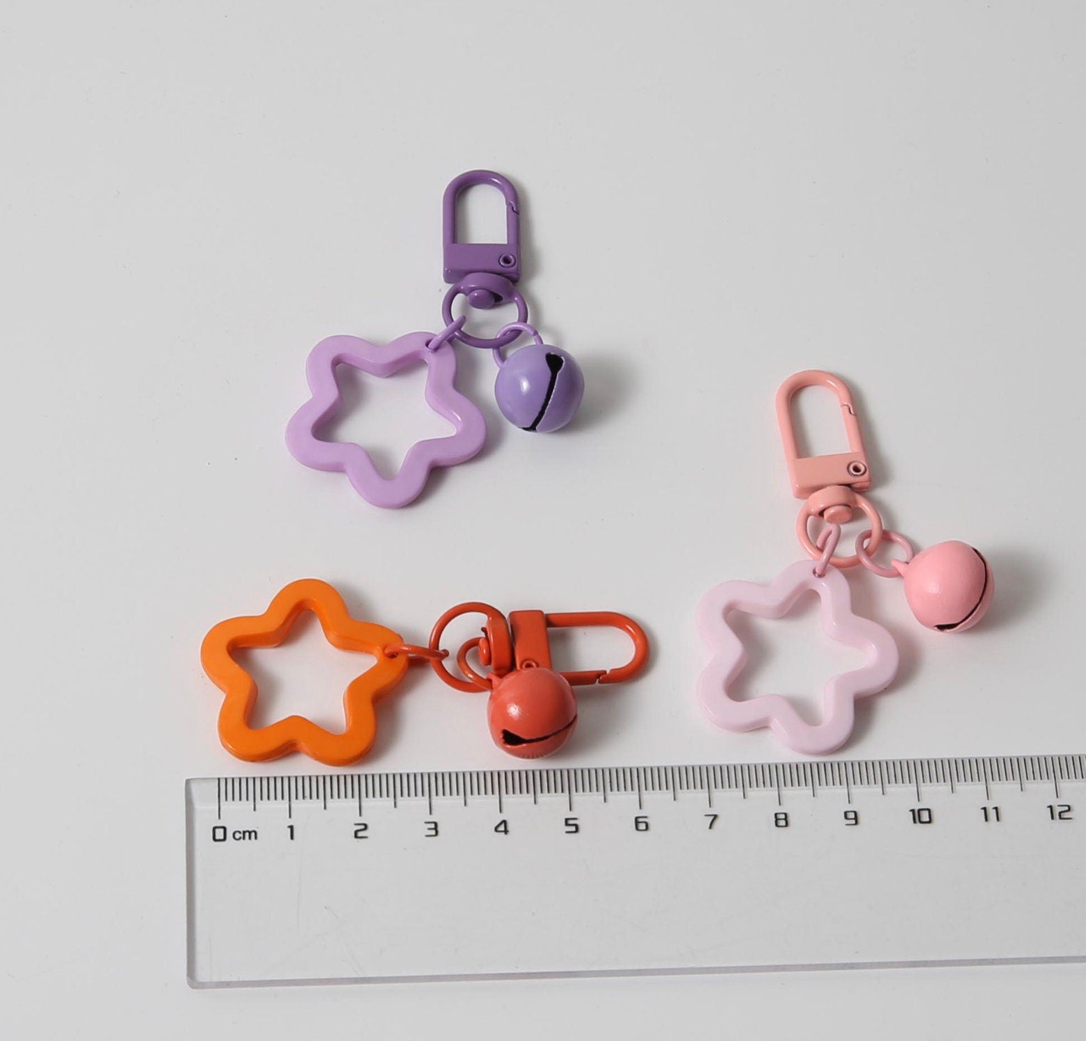 Cute Acrylic Opaque or Translucent Star with Bell Keychain, Key ring