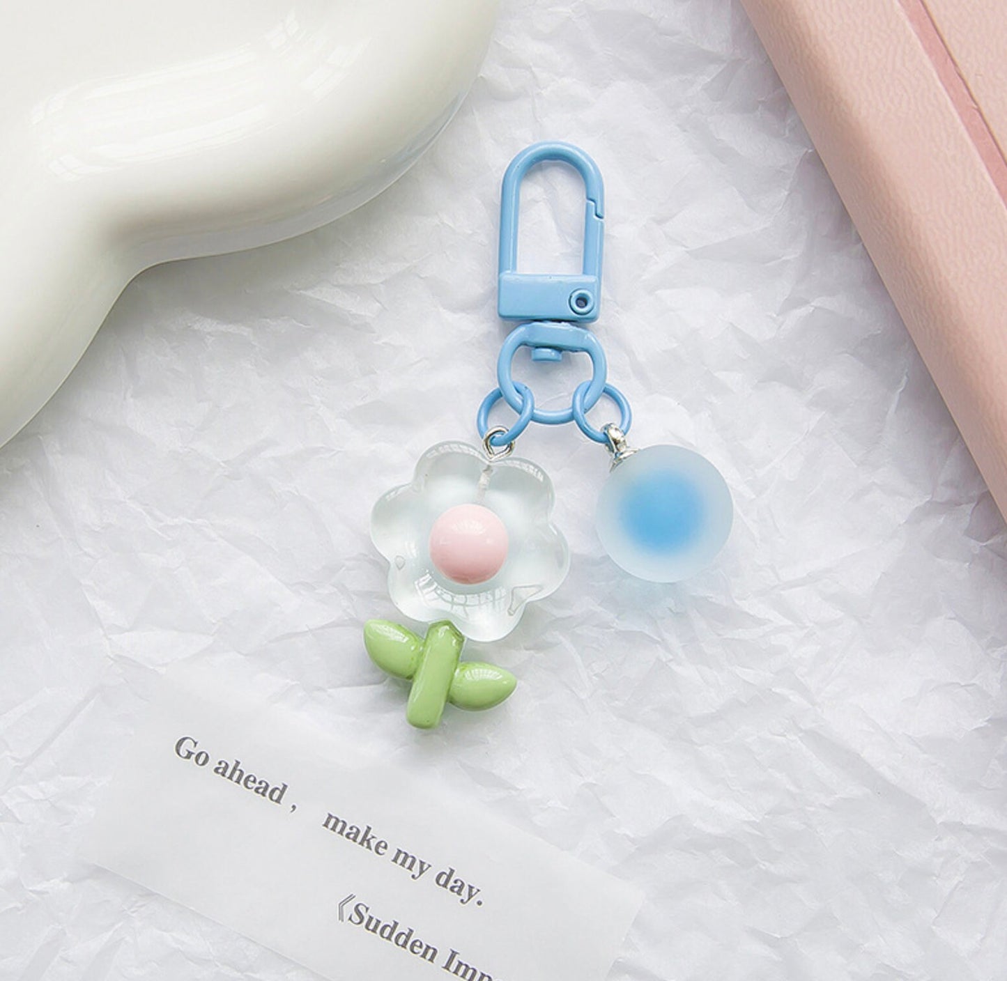 Cute Acrylic Frosted Flower Themed Keychain, Keyring, Lanyard, Phone Accessories