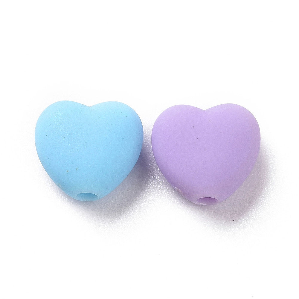 11MM Matte Rainbow Heart Shaped Acrylic Beads (1.8MM Hole)