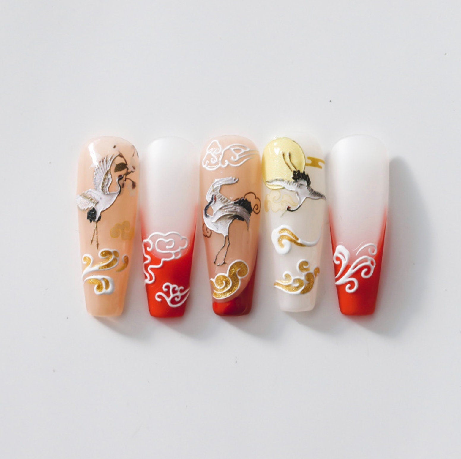 Red and White Pattern Nail Art Stickers