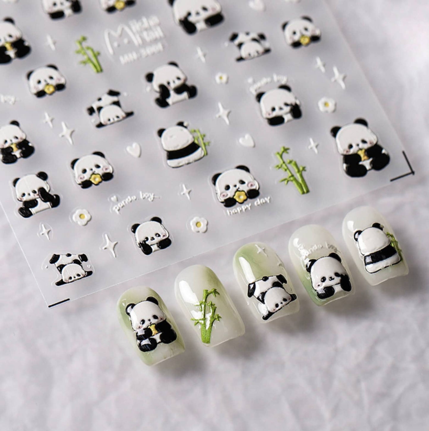 Panda and Bamboo Themed Nail Art Stickers