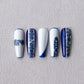 Blue Flower Pattern Nail Art Stickers