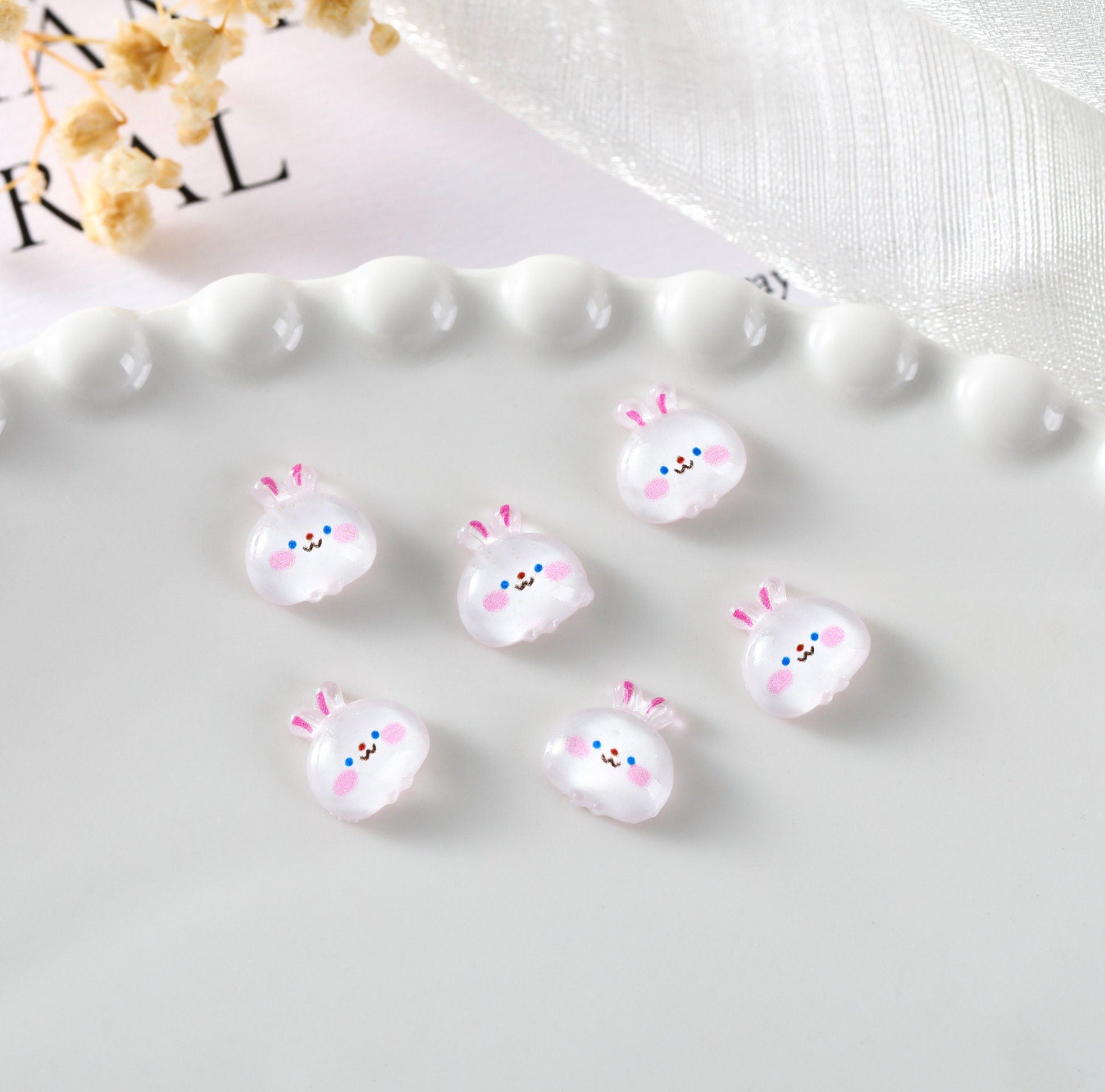 Chubby Bubble Animal (Pig, Bunny, Mouse, Tiger, Sheep) 3D Nail Art Charms, Decoden, DIY Supplies, Mini Cabochon