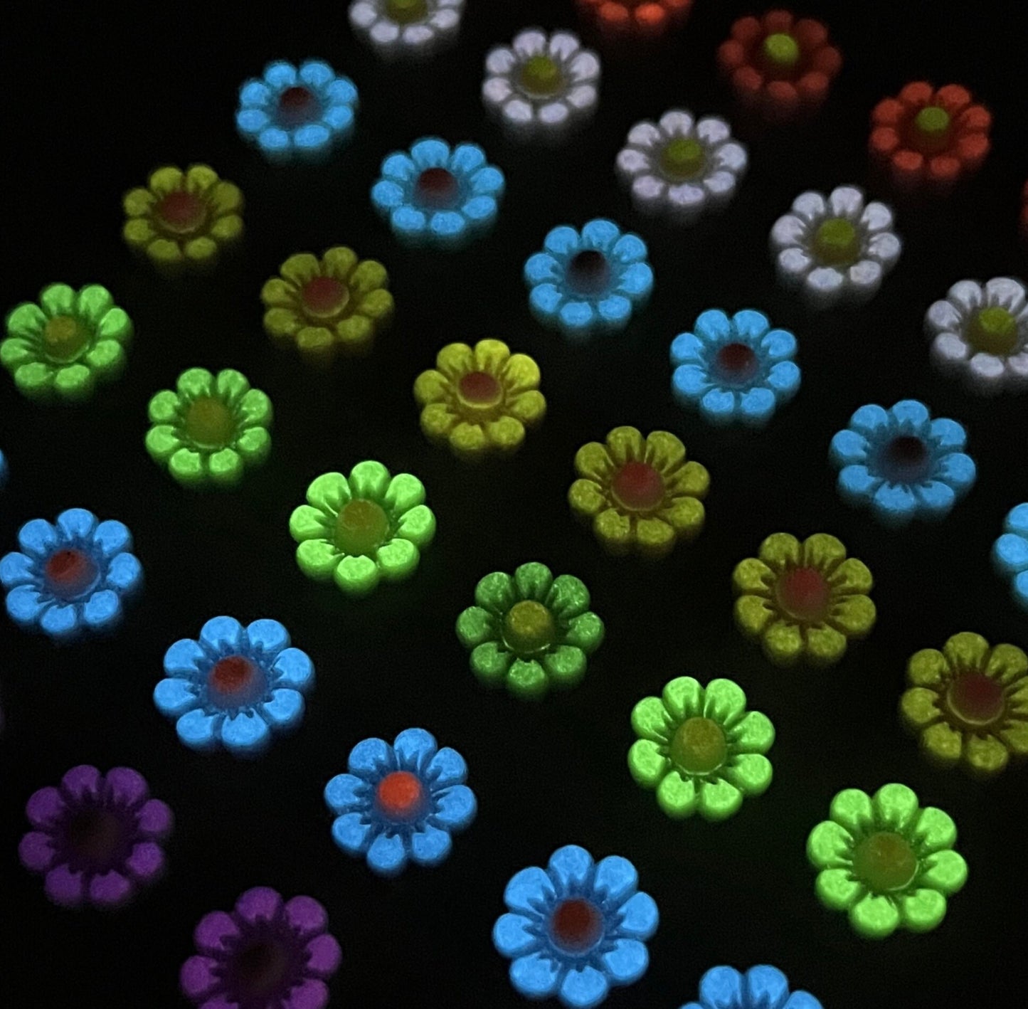 13MM Glow-In-The-Dark Flower 3D Nail Art Charms, Decoden, DIY Supplies, Mini Cabochon