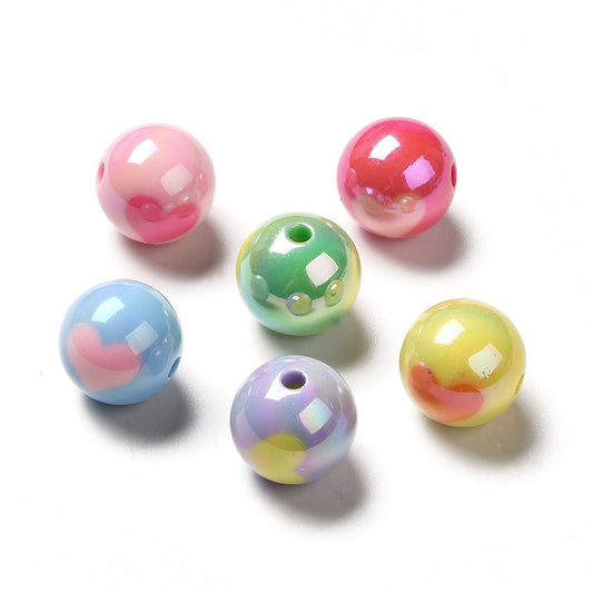 Two-Toned UV Plated Round Bead with Heart ( 16.5mm x 16mm, hole: 2.5mm)