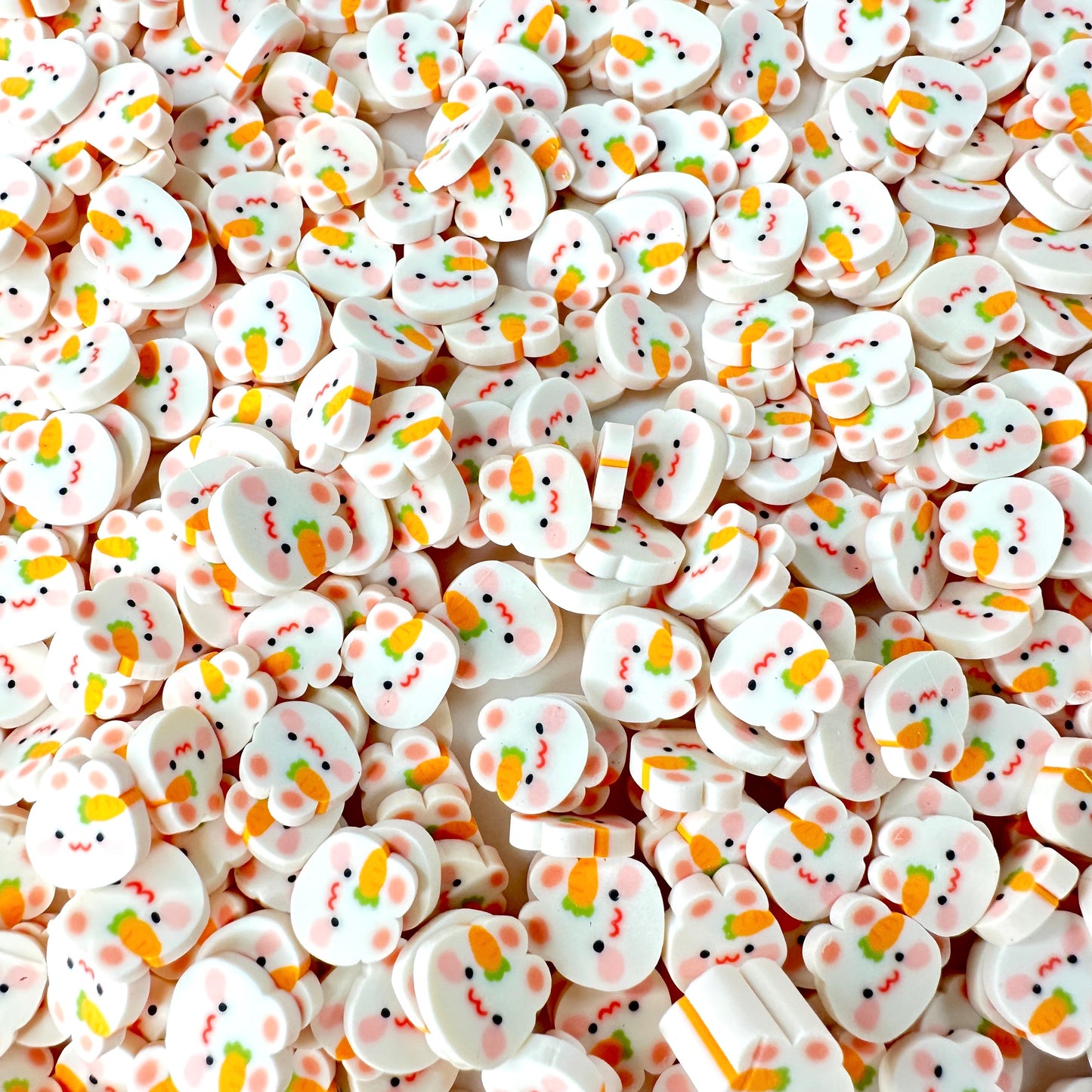 FAKE 5MM/10MM Cute White Bunny with Carrot Polymer Clay Sprinkle (NOT EDIBLE)