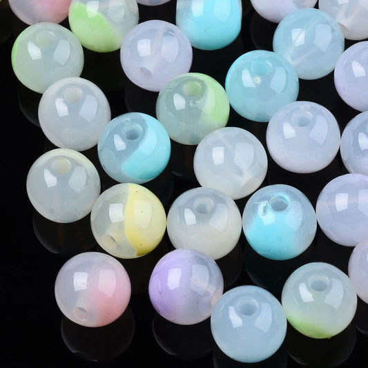 9.5MM Two Tone Acrylic Round Ball Beads