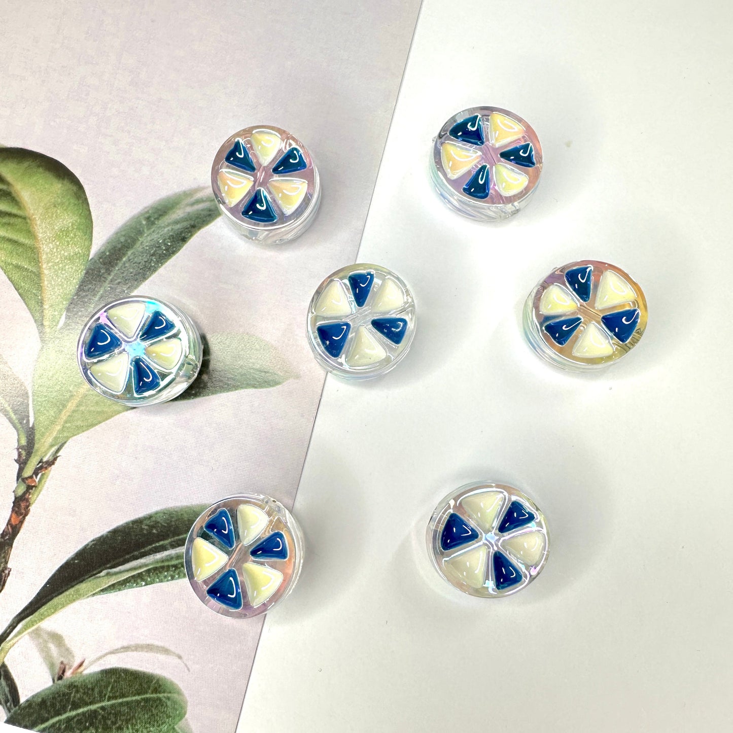 Cute Iridescent Mixed Color Peppermint Enamel Acrylic Bead (21mm x 21mm x 9mm, Hole: 4mm)