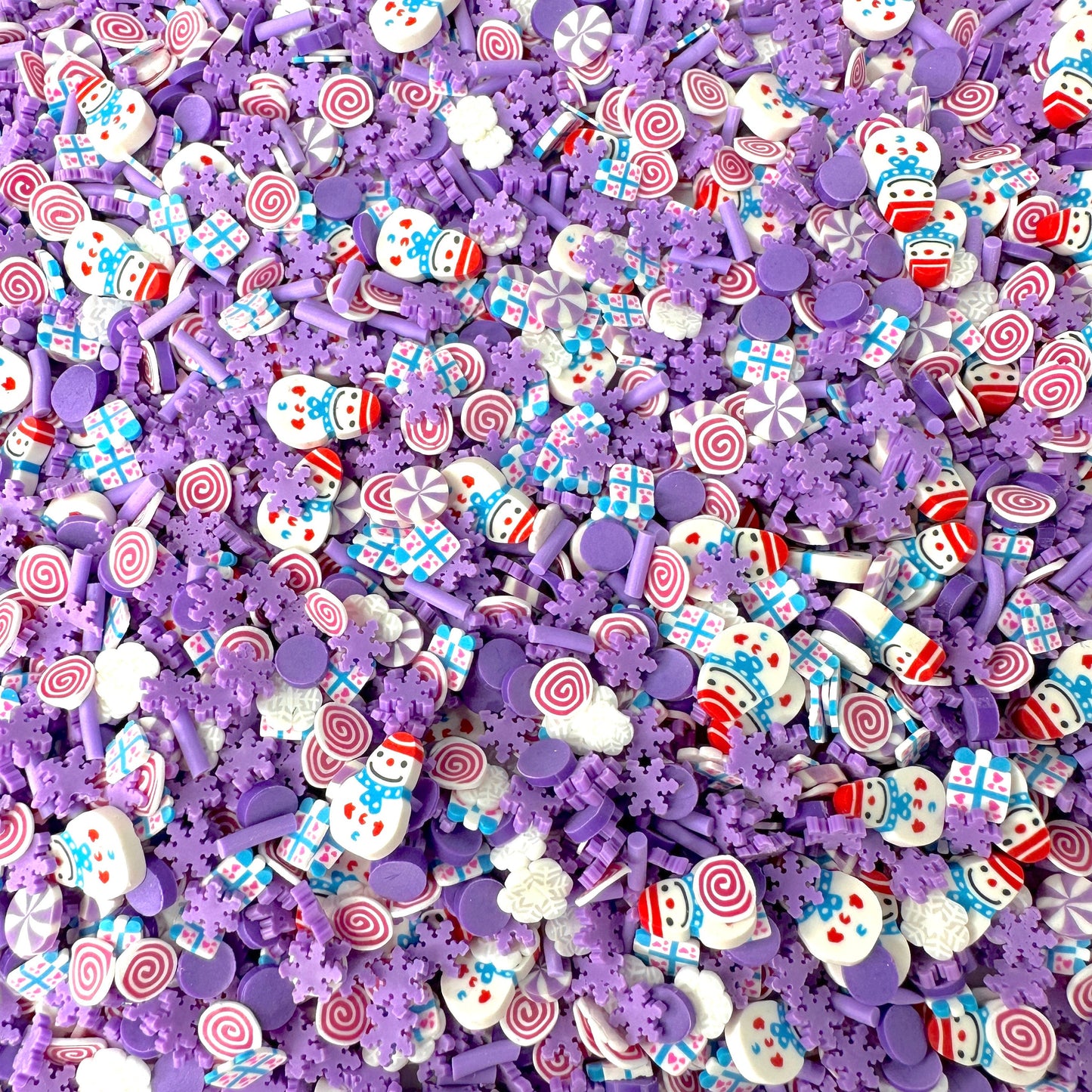 FAKE Purple Snowman Christmas Polymer Clay Sprinkle Mix (NOT EDIBLE) D26-15