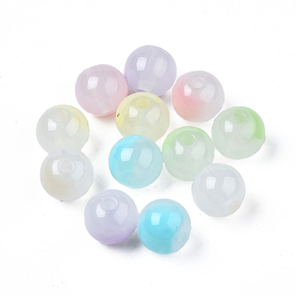 9.5MM Two Tone Acrylic Round Ball Beads