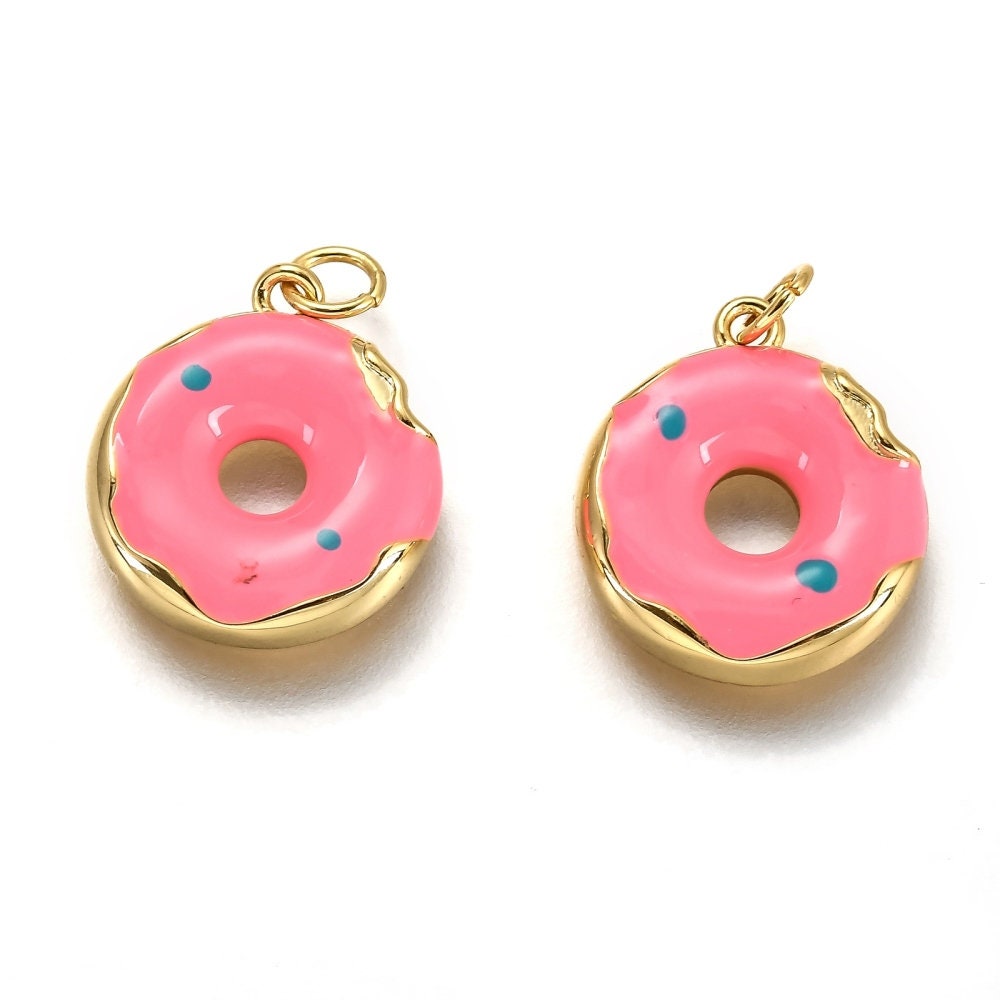 Pink Donut 18K Gold Plated Charm (15MM x 13MM) Style Pendant