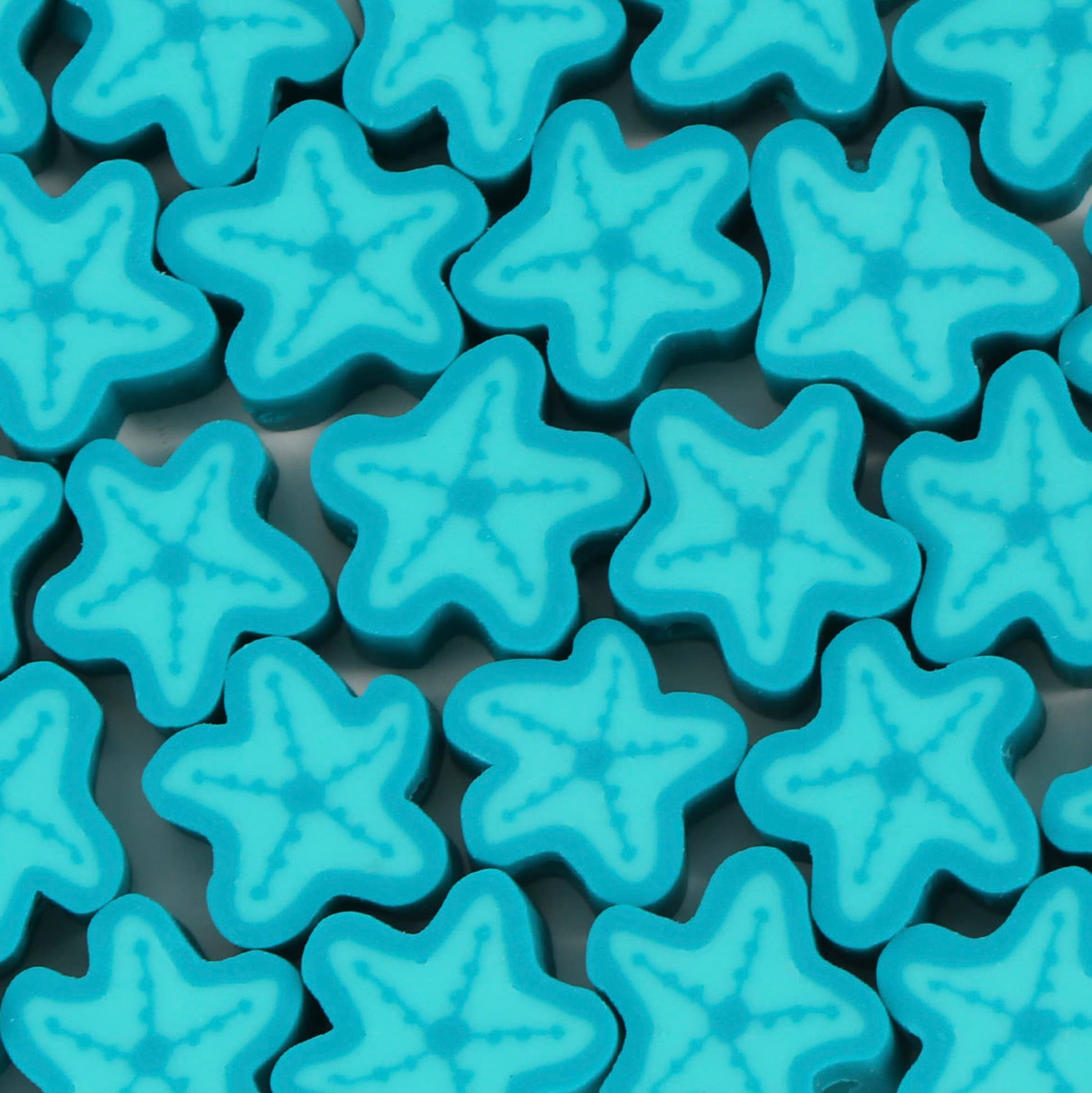 Blue Starfish, Ocean Sea Themed Polymer Clay Beads (10mm x 5mm, hole 2mm)