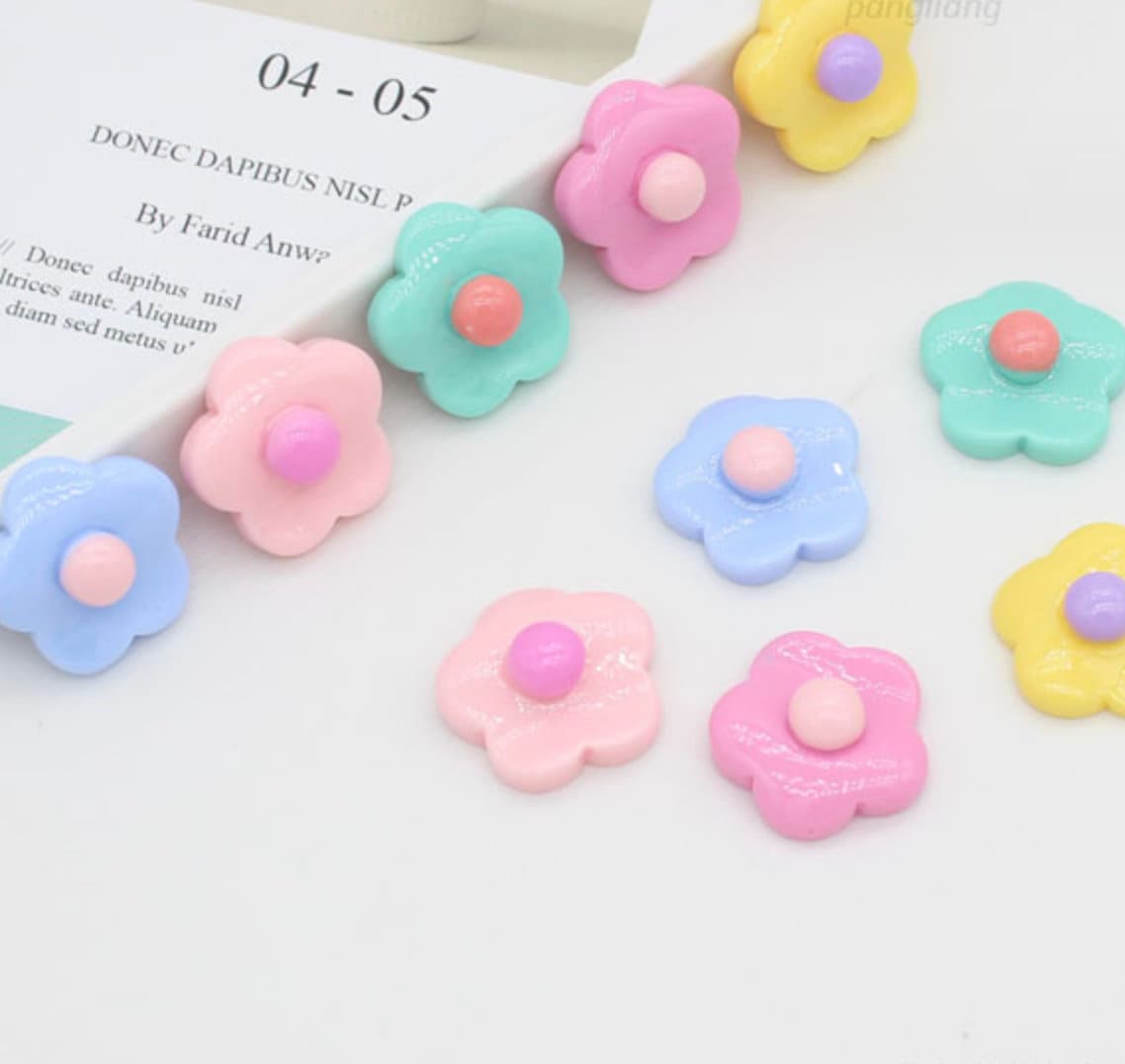 20MM Colorful Flower Themed Cartoon Character Flatback Cabochons