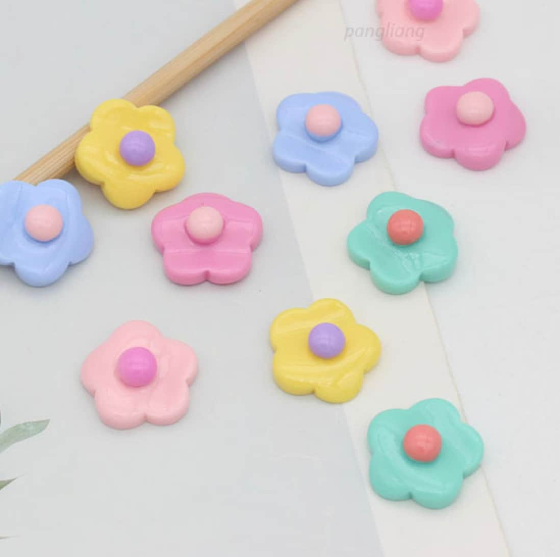 20MM Colorful Flower Themed Cartoon Character Flatback Cabochons