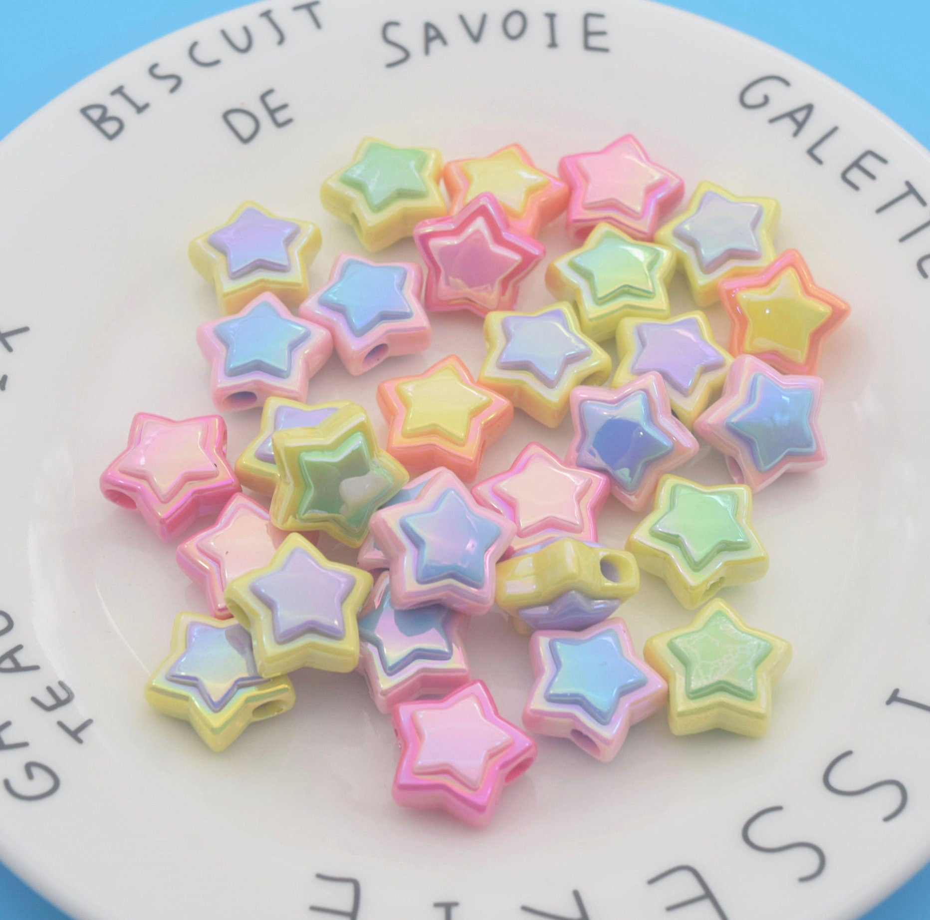 Two-Toned UV Plated Star Bead ( 18mm x 10mm, hole: 3.8mm)