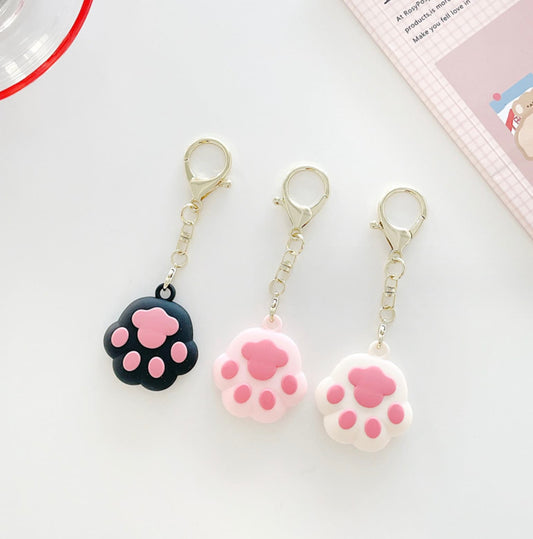 Cute Puffy Paw Themed Silicone AirTag Case (Black, Pink, White)