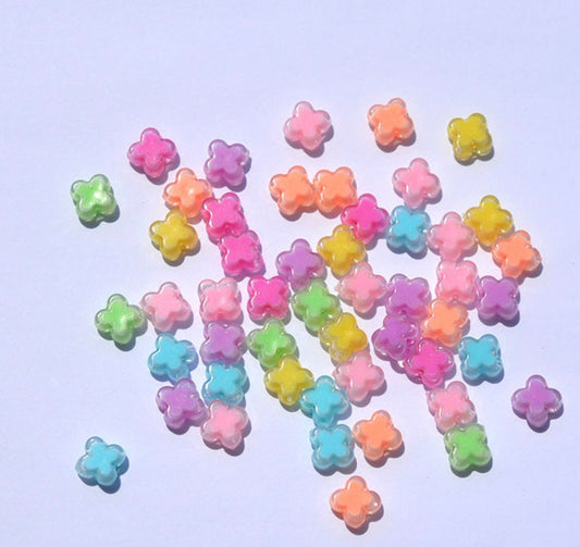 8MM Bright Colored Four Leaf Clover Acrylic Spacer Beads