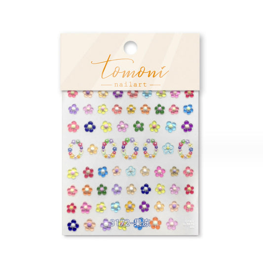 Jelly Colored Flowers Themed Nail Art Stickers (to3172)