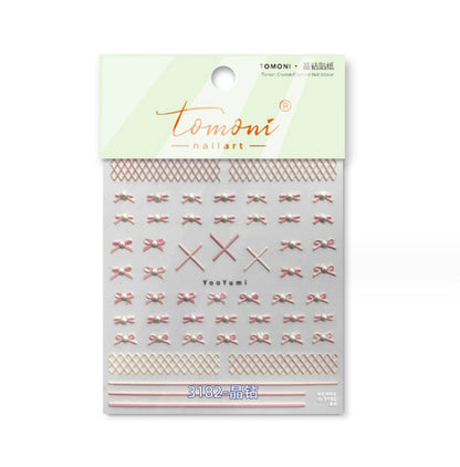 Ribbons and Bows All Day Long Themed Nail Art Stickers