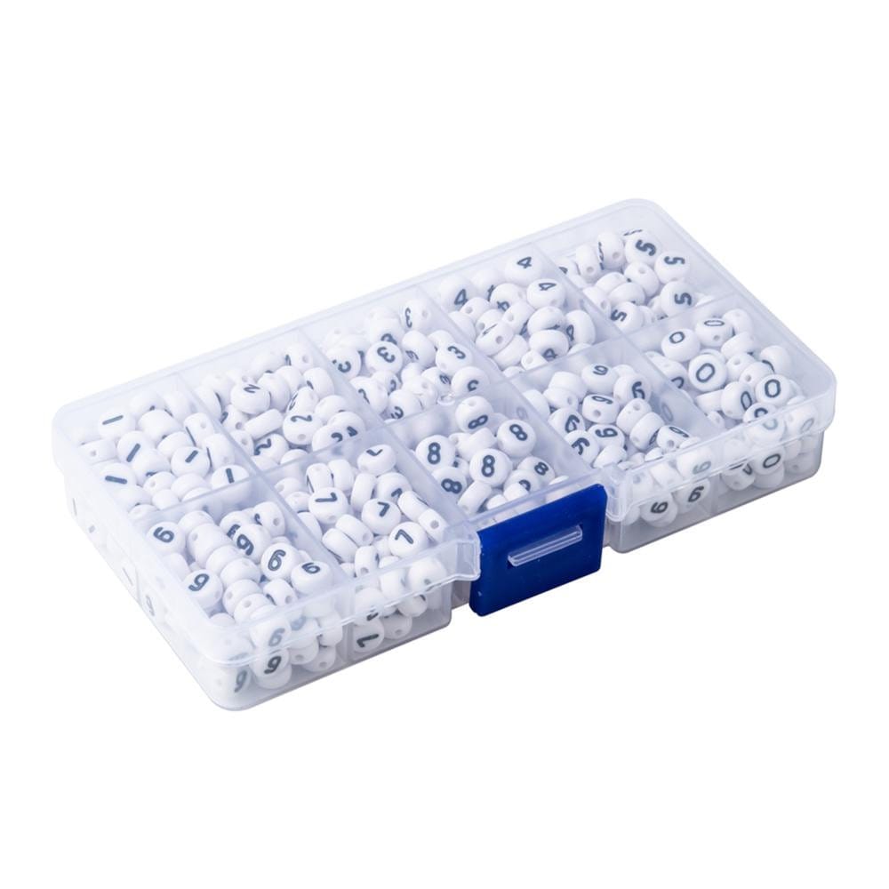 7MM Numbers Acrylic Flat Round Bead Set (720 beads per box, 72pcs per number)