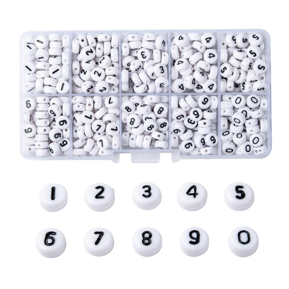 7MM Numbers Acrylic Flat Round Bead Set (720 beads per box, 72pcs per number)