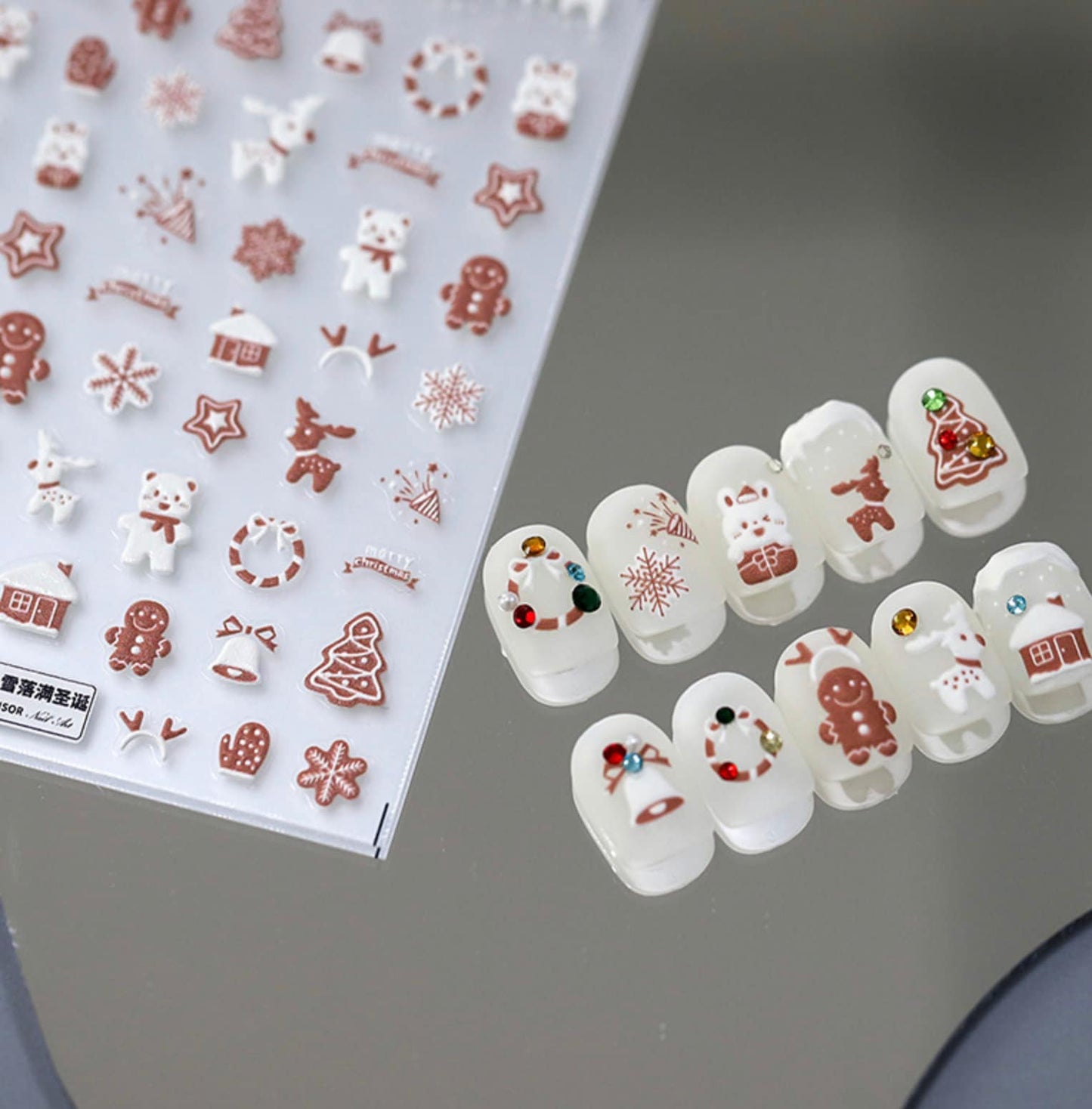 Gingerbread Christmas Themed Nail Art Stickers