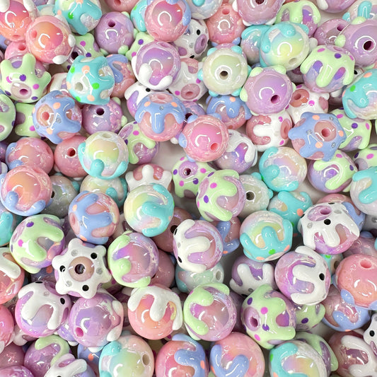 16MM Extra Large Dessert/Sakura Pink Themed Acrylic Beads