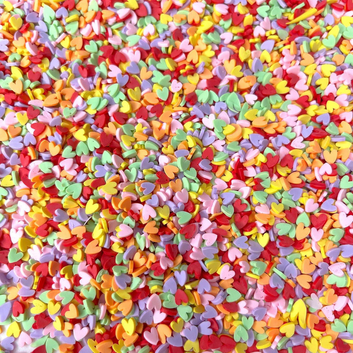 FAKE 5MM Pastel Retro Color Mix Heart Polymer Clay Sprinkle (NOT EDIBLE) D28-15