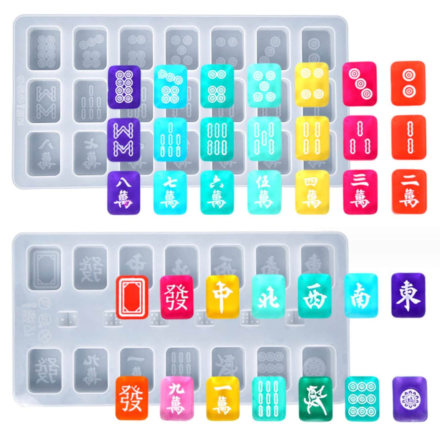 Mahjong Pieces Reusable Silicone Mold SET (does not include wind/flowers pieces)