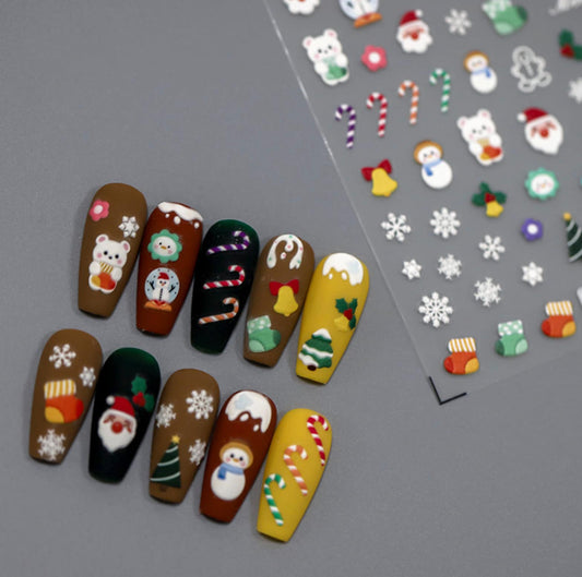 A White Christmas Themed Nail Art Stickers