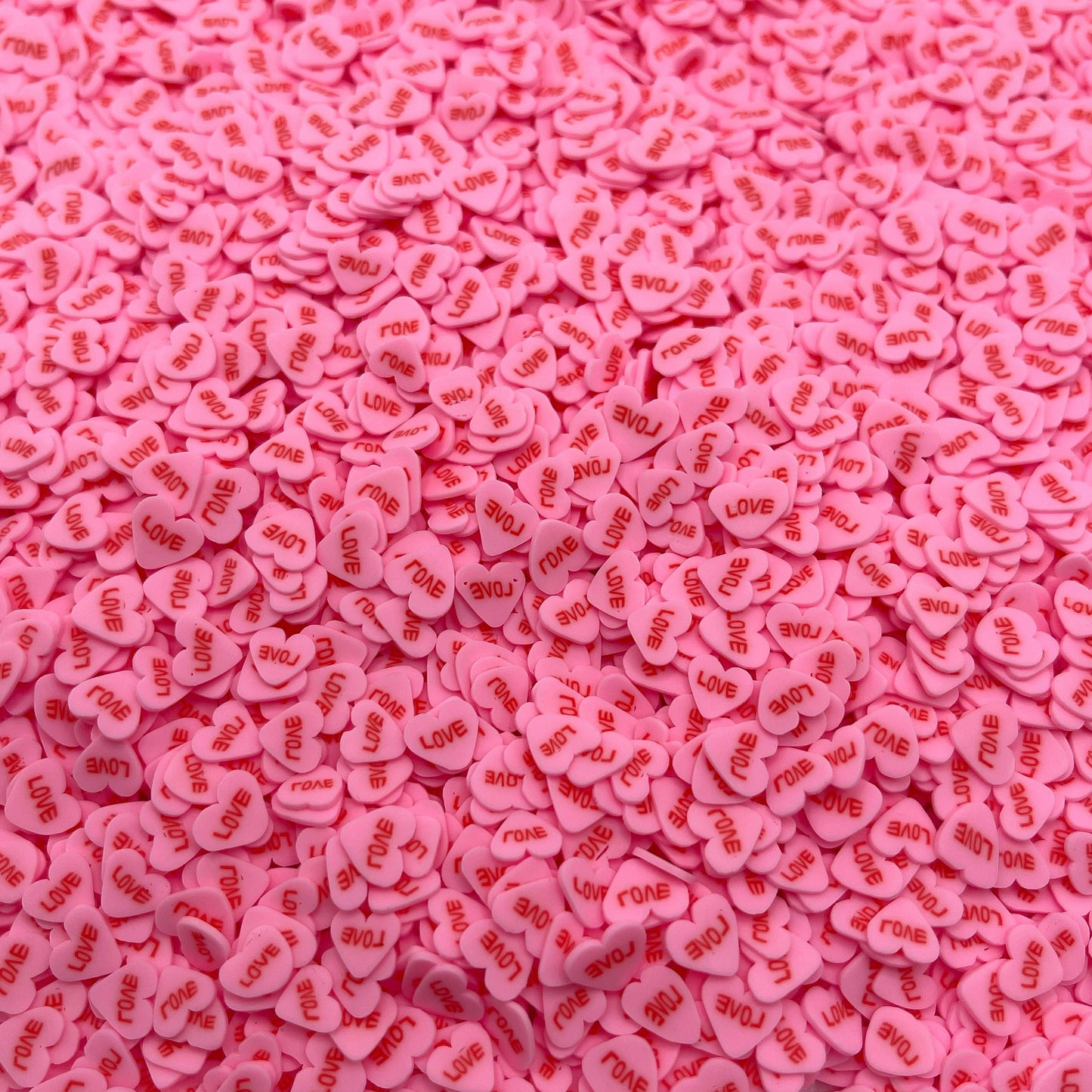 FAKE 5MM Pink Love Valentine Candy Heart Polymer Clay Sprinkles (NOT EDIBLE) D18-07