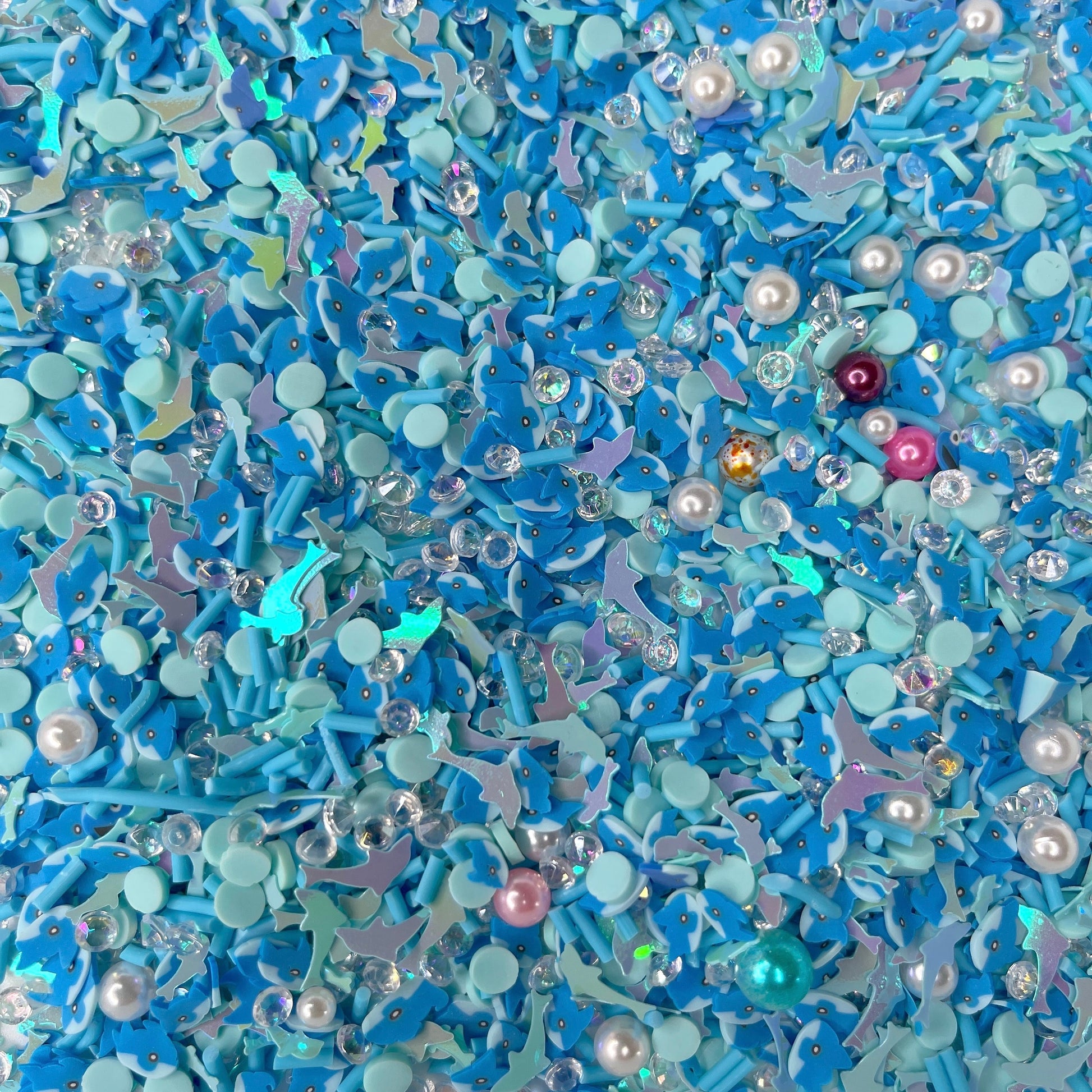 FAKE Blue Shark Polymer Clay Sprinkle and Pearl Mix (NOT EDIBLE) D43-03