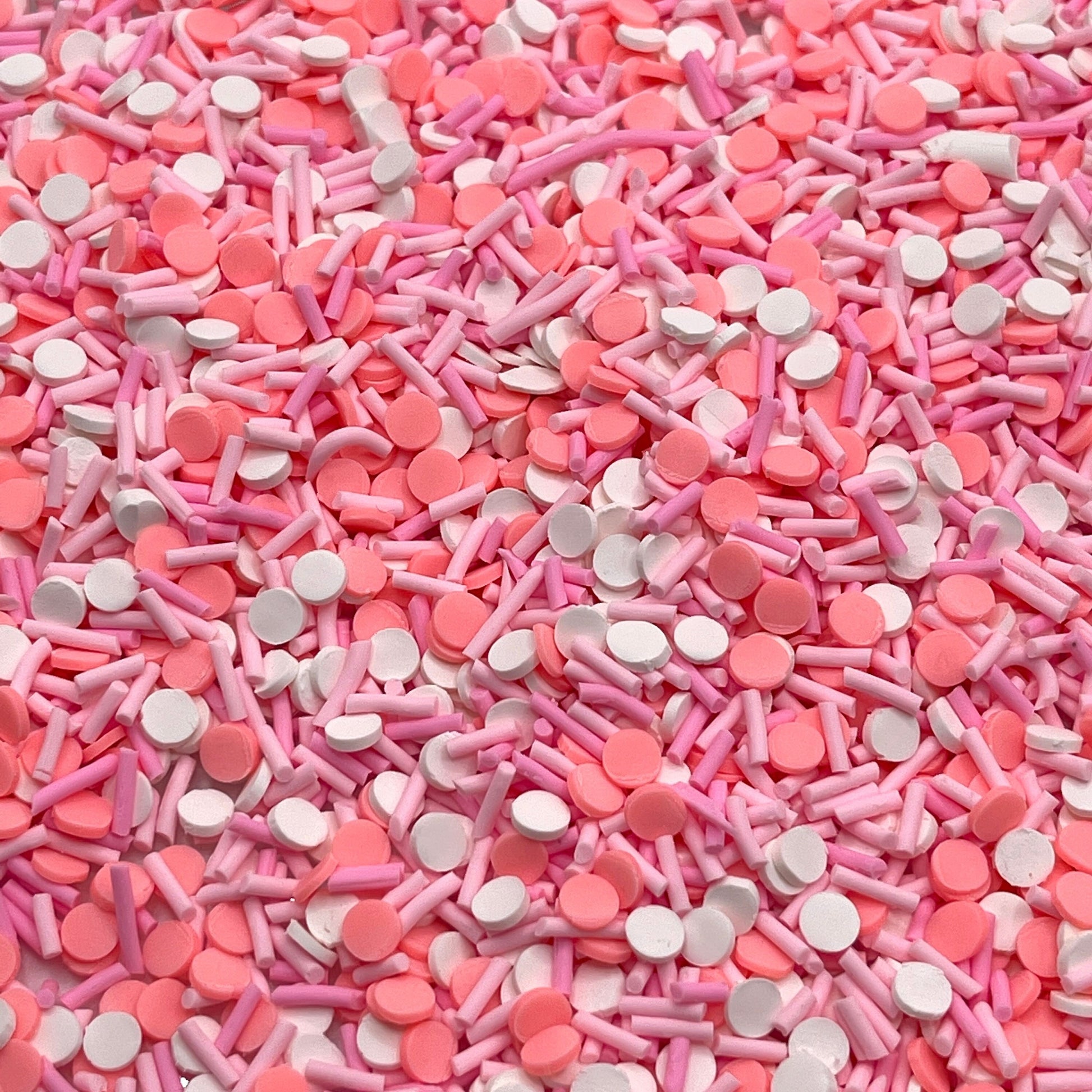 FAKE Pink and White Dot Polymer Clay Sprinkle Mix (NOT EDIBLE) D6-34