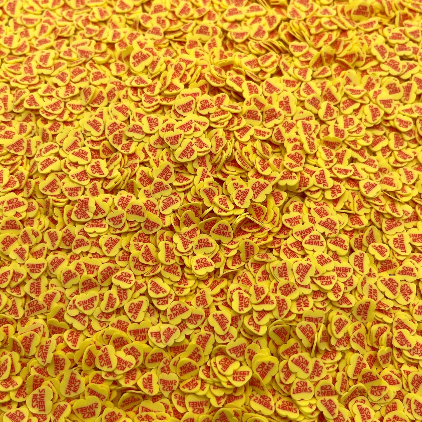 FAKE 5MM Yellow Sweet Kiss Candy Heart Polymer Clay Sprinkles (NOT EDIBLE) D18-32