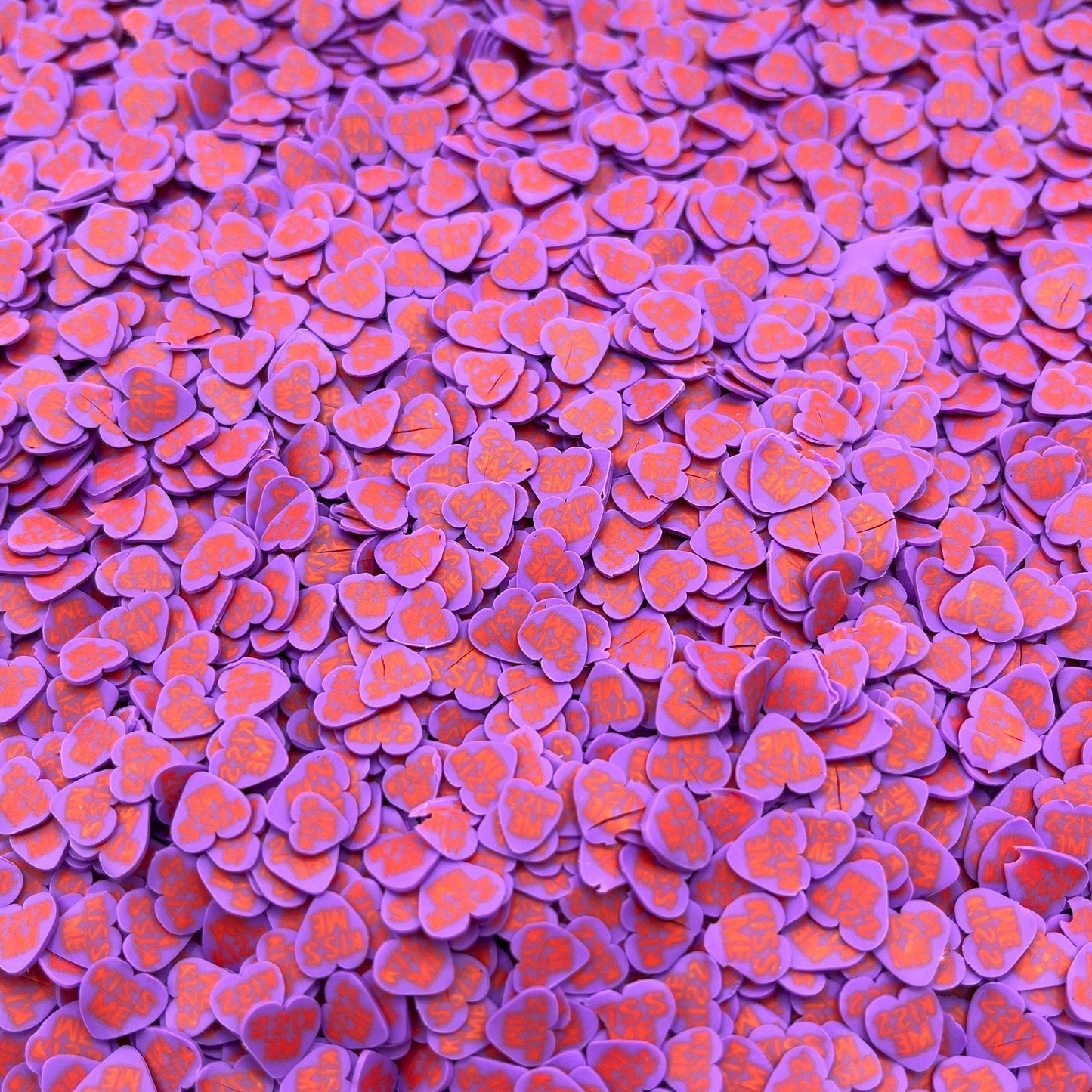 FAKE 5MM Dark Purple Kiss Me Candy Heart Polymer Clay Sprinkles (NOT EDIBLE) D18-33